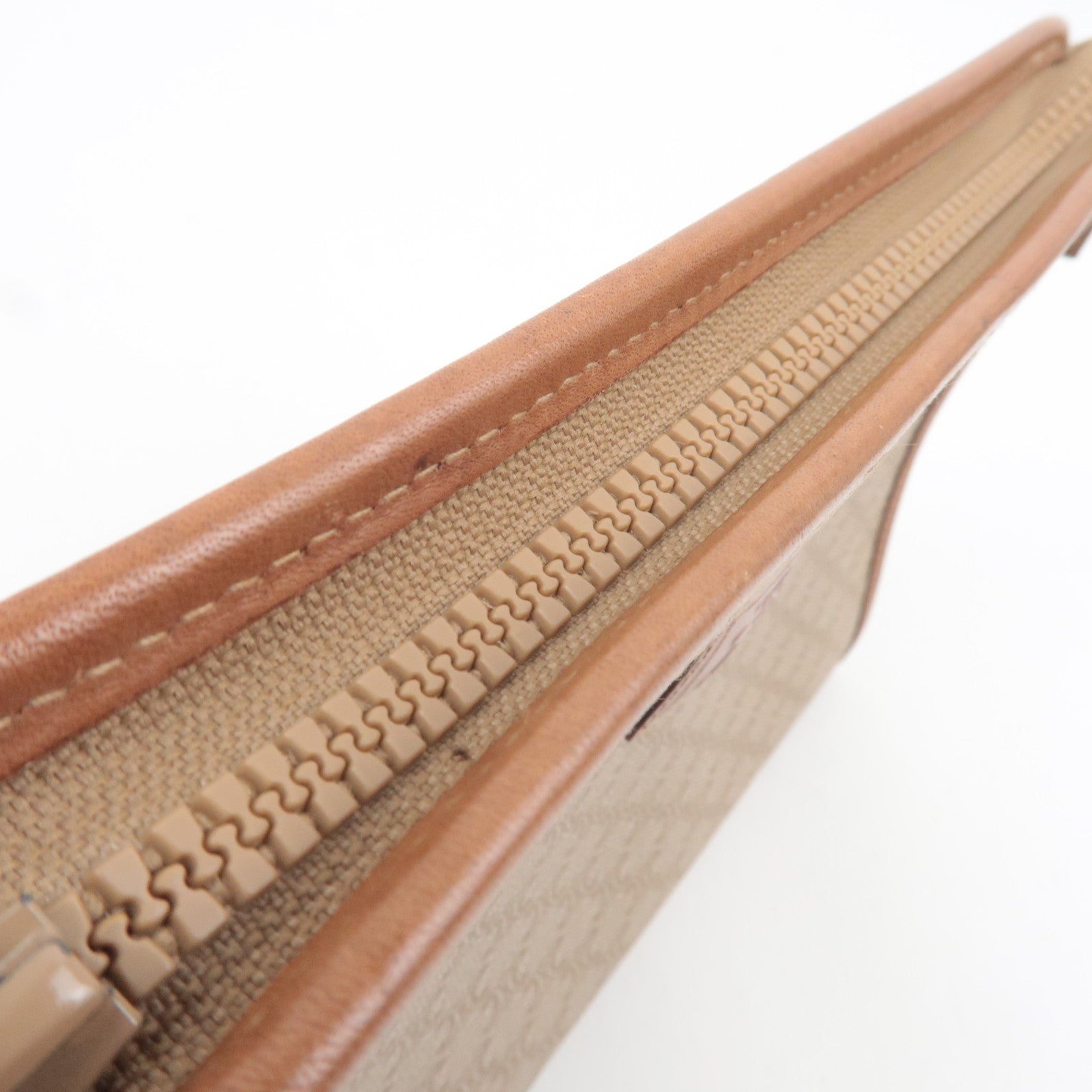 CELINE Macadam PVC Leather Clutch Bag Beige Brown