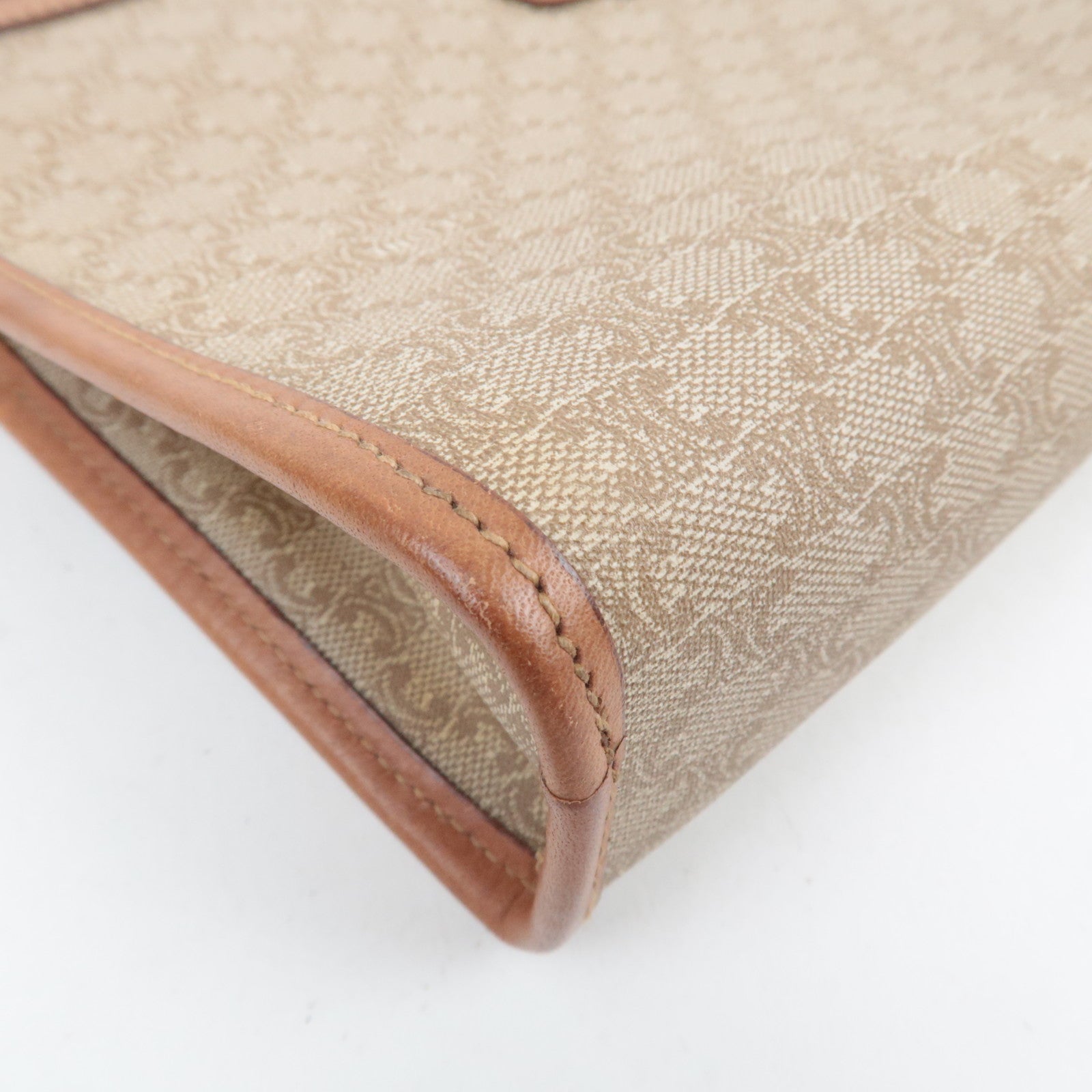 CELINE Macadam PVC Leather Clutch Bag Beige Brown