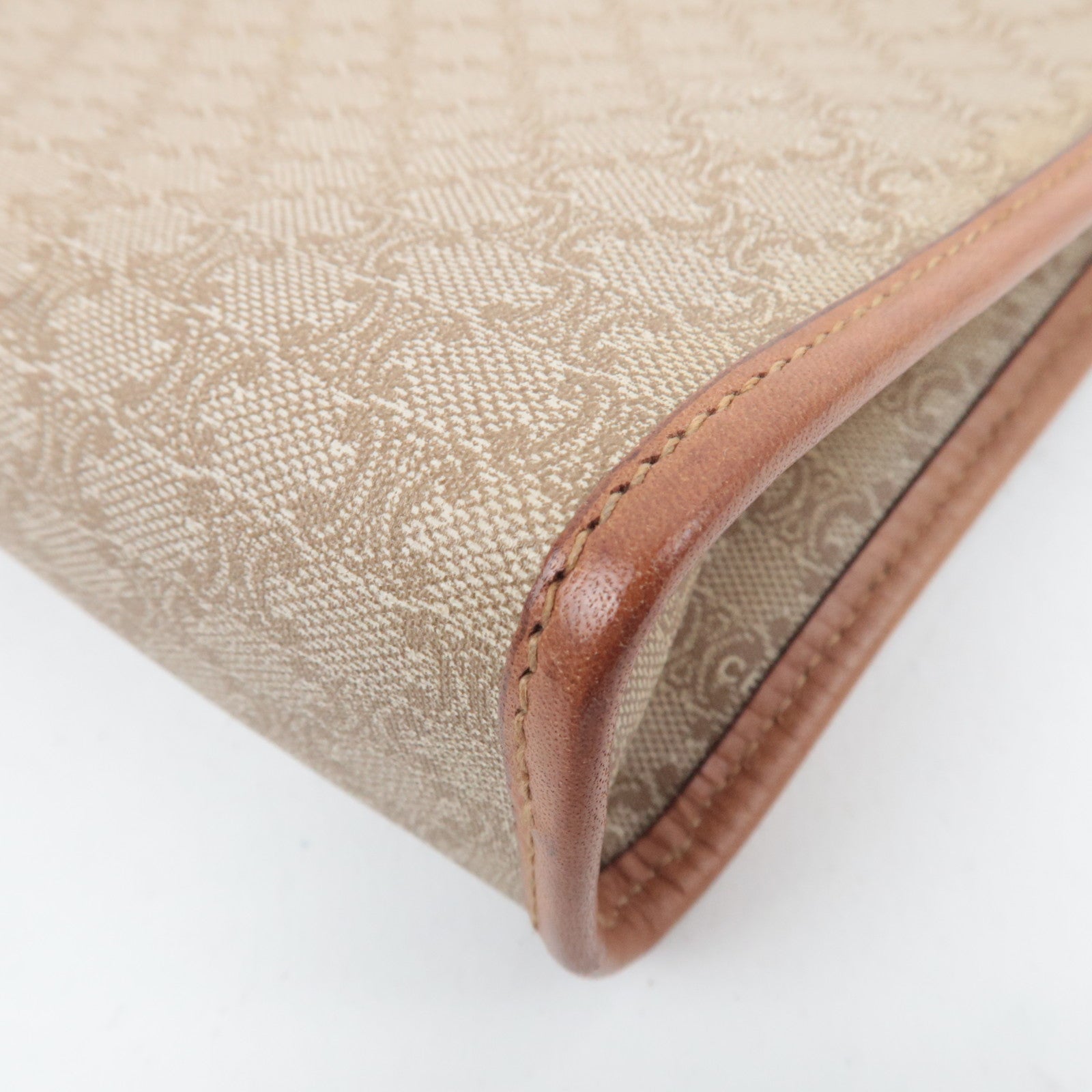 CELINE Macadam PVC Leather Clutch Bag Beige Brown
