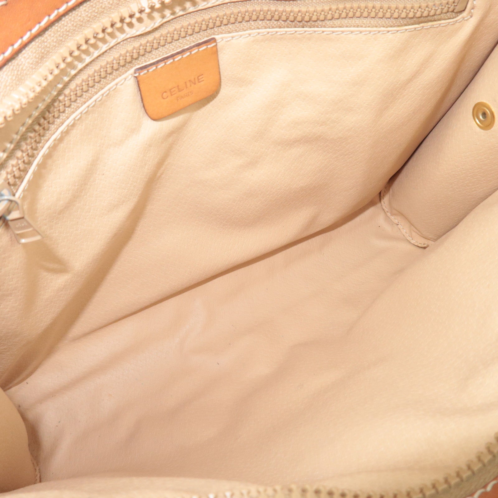 CELINE Macadam PVC Leather Clutch Bag Beige Brown