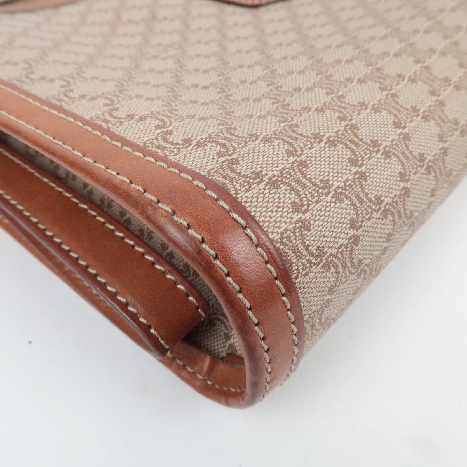 CELINE Macadam PVC Leather Clutch Bag Beige Brown