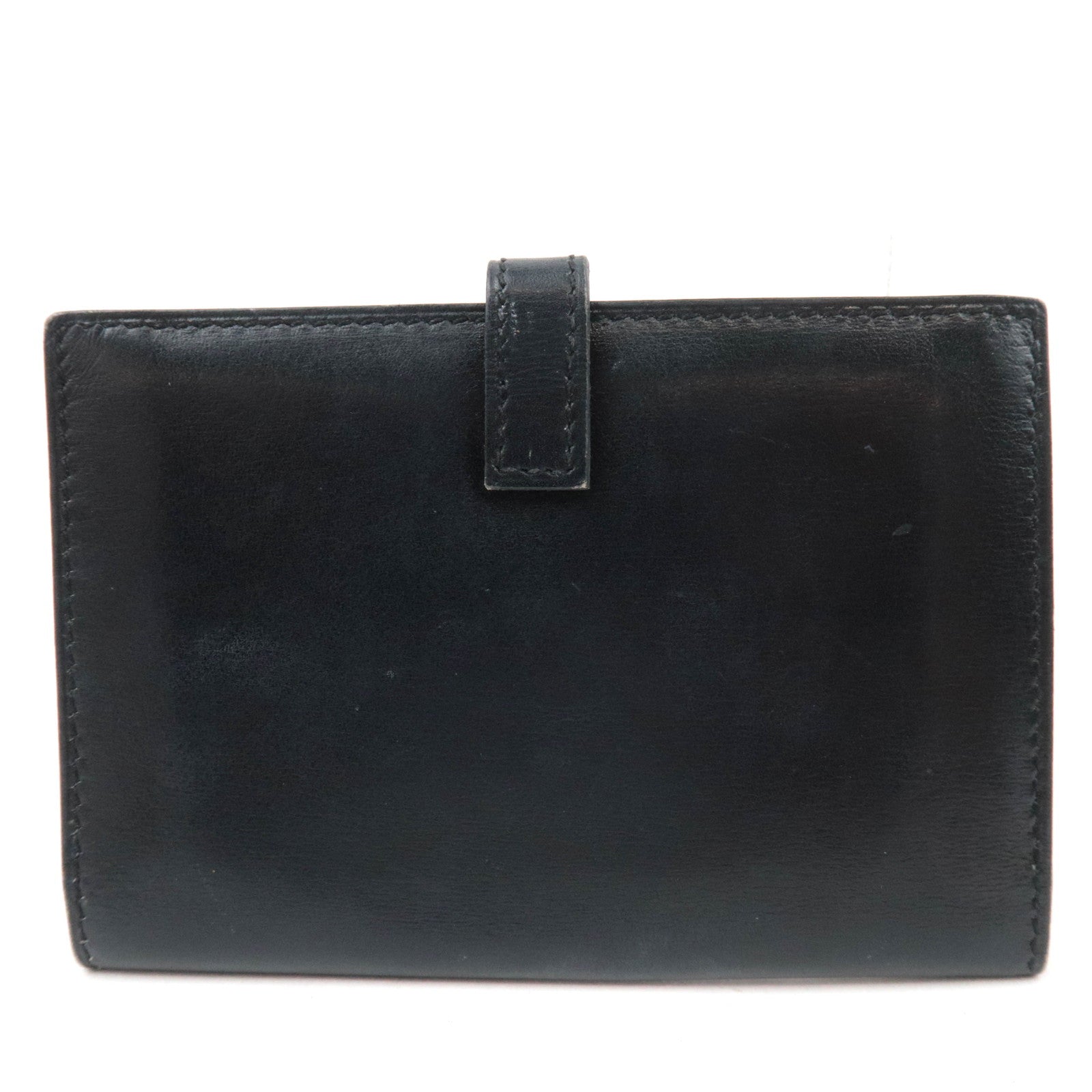 HERMES Saumur Diane Leather Card Case X Stamp(1994) Black Gold HDW