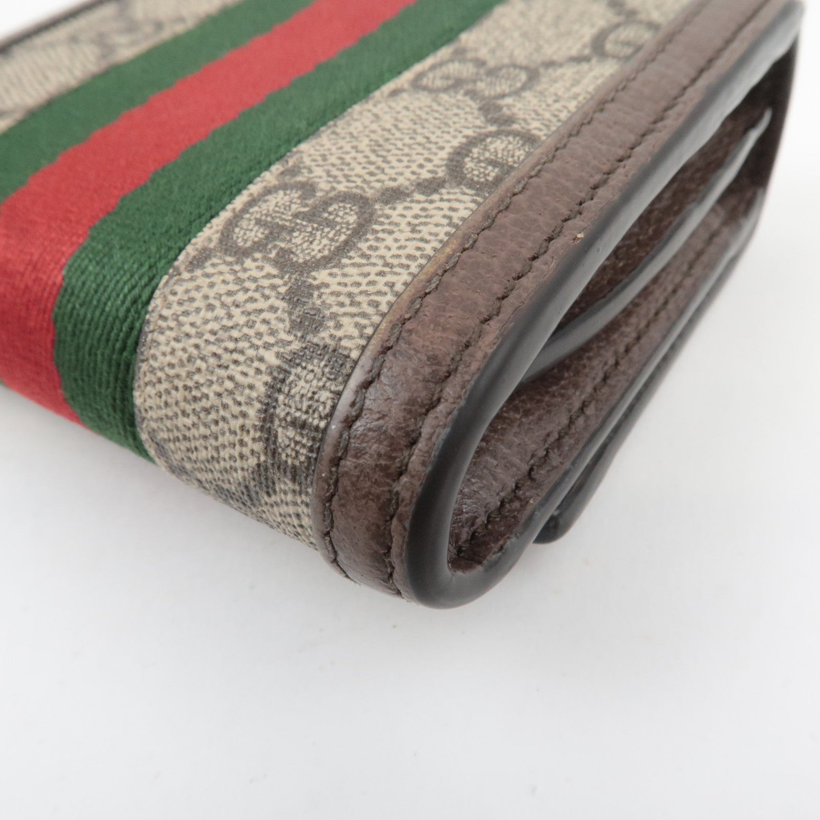 GUCCI Sherry Ophidia GG Supreme Compact Wallet Beige Brown 598662