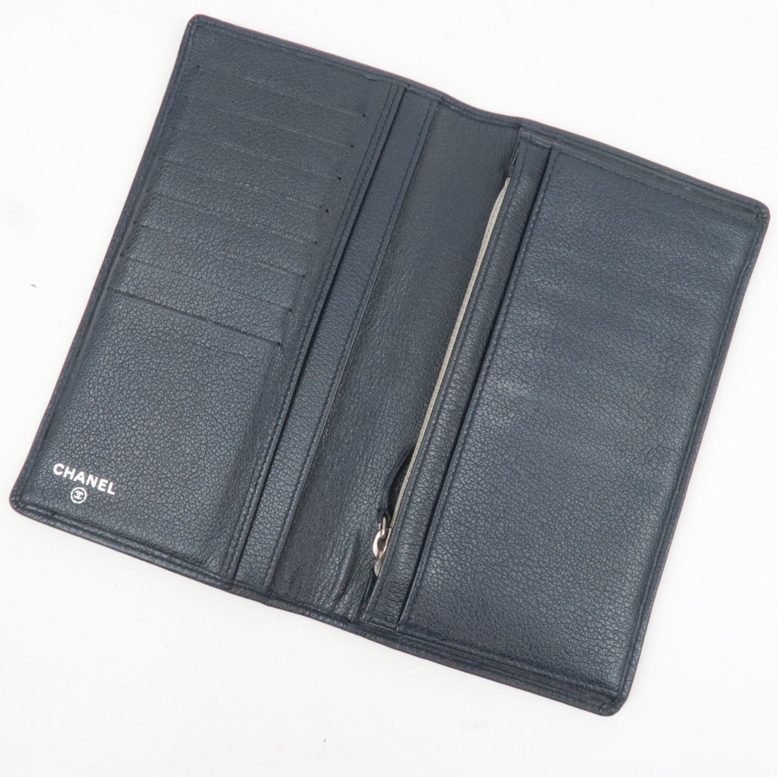 CHANEL Camellia Leather Long Wallet Black