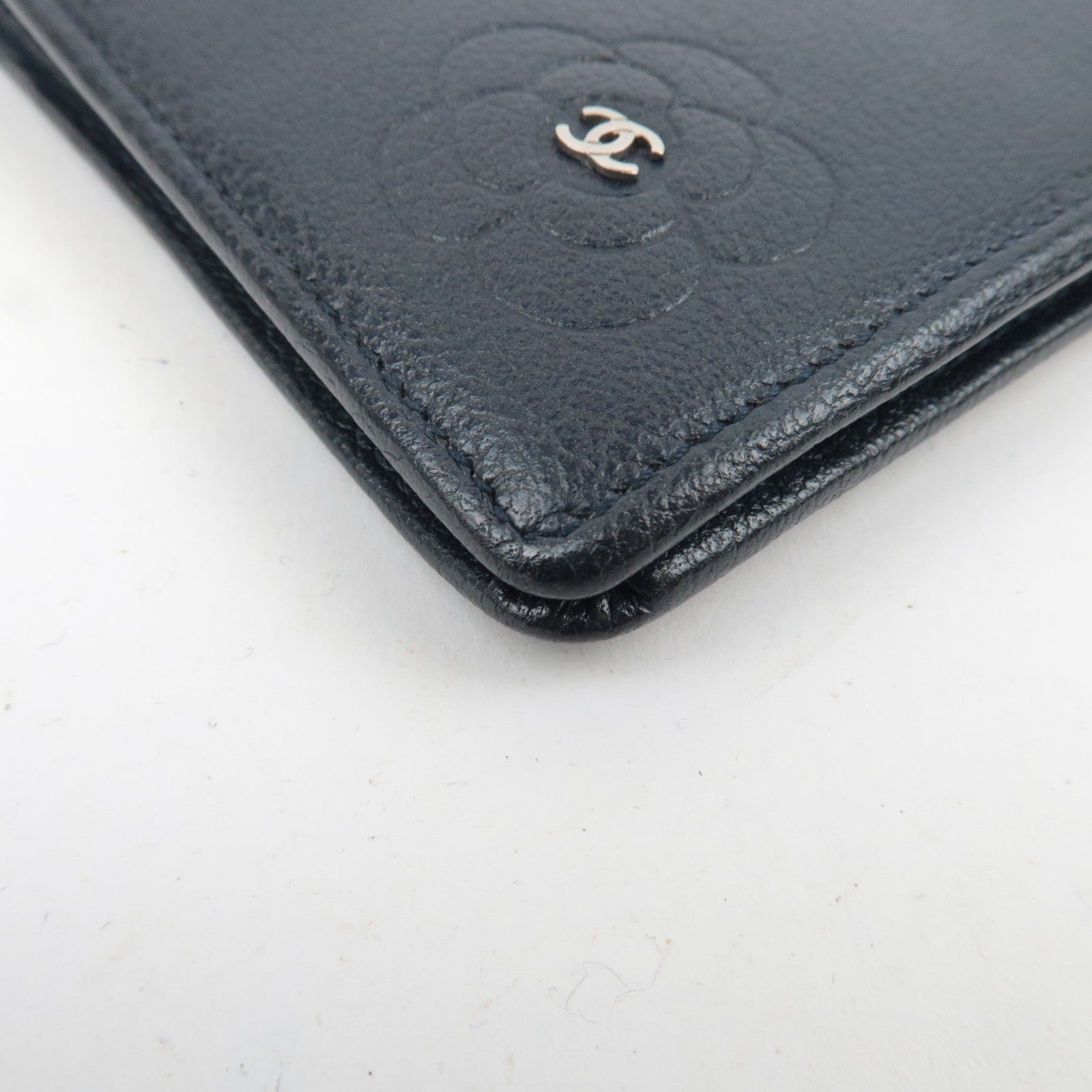 CHANEL Camellia Leather Long Wallet Black