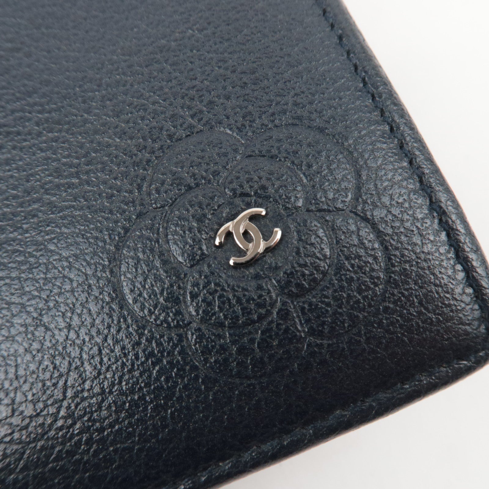 CHANEL Camellia Leather Long Wallet Black