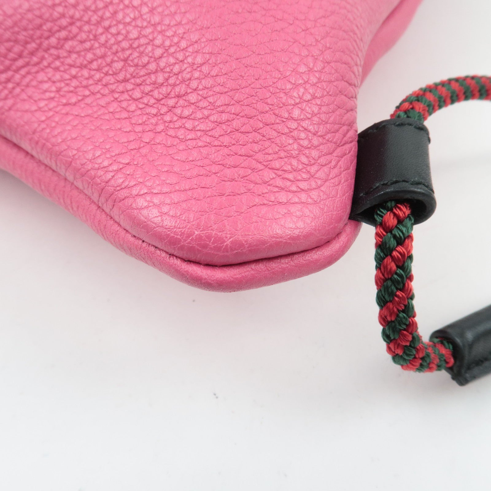 GUCCI Logo Print Drawstring Leather Backpack Pink 516639