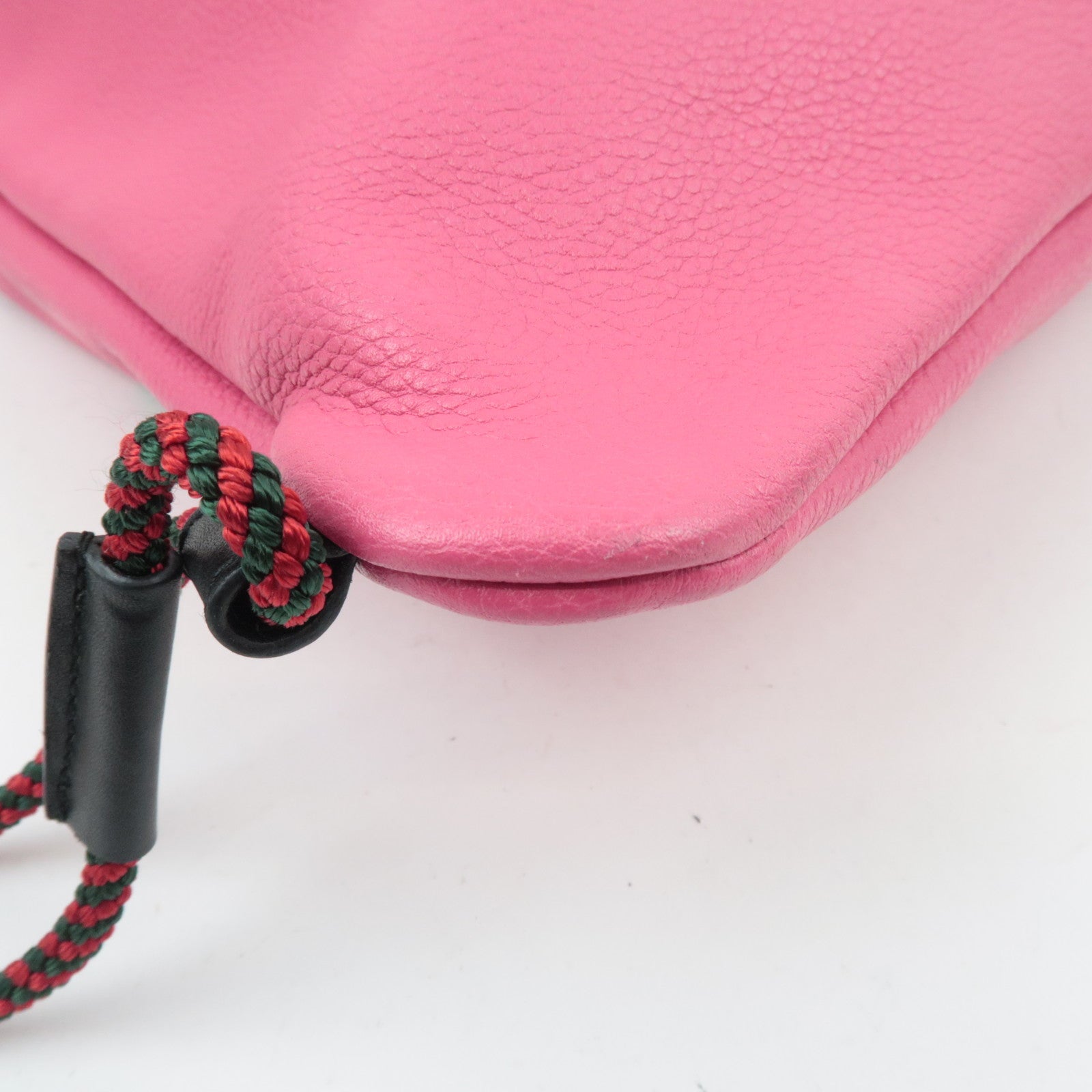 GUCCI Logo Print Drawstring Leather Backpack Pink 516639