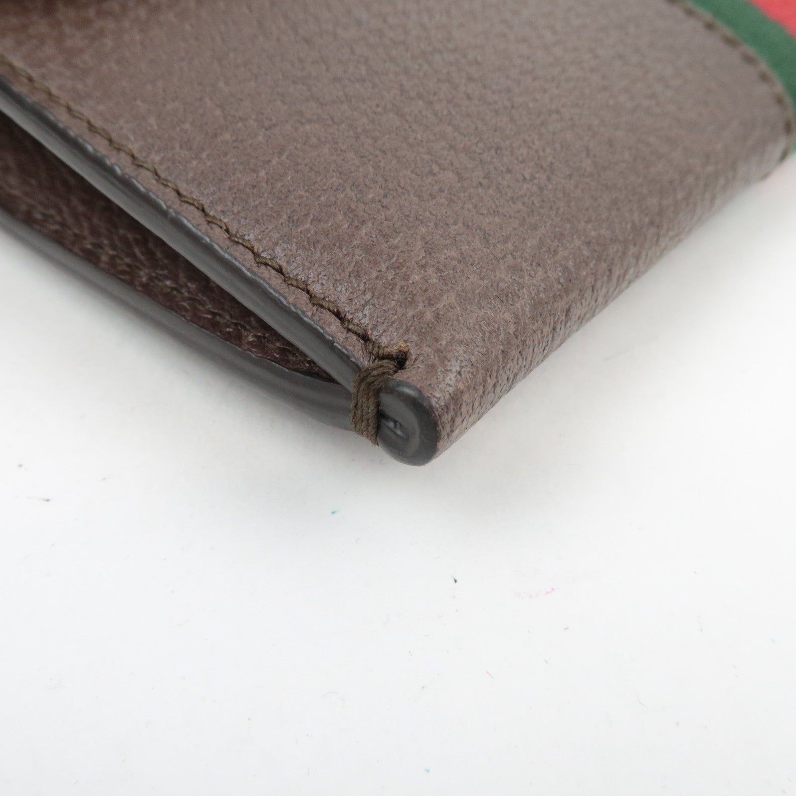 GUCCI Sherry Totem Web Portfolio Leather Clutch Bag Brown 489619