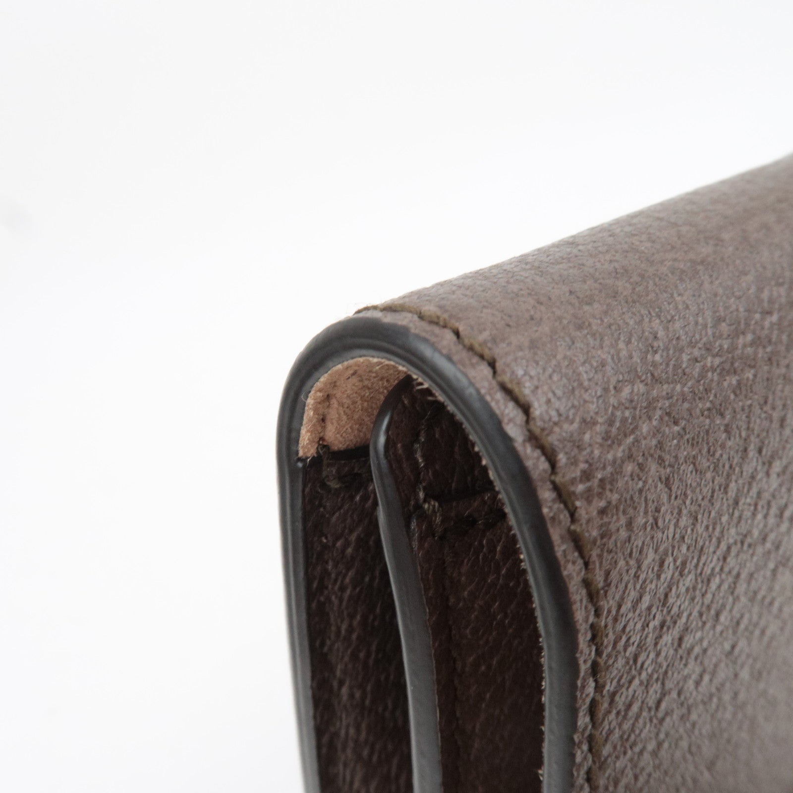 GUCCI Sherry Totem Web Portfolio Leather Clutch Bag Brown 489619