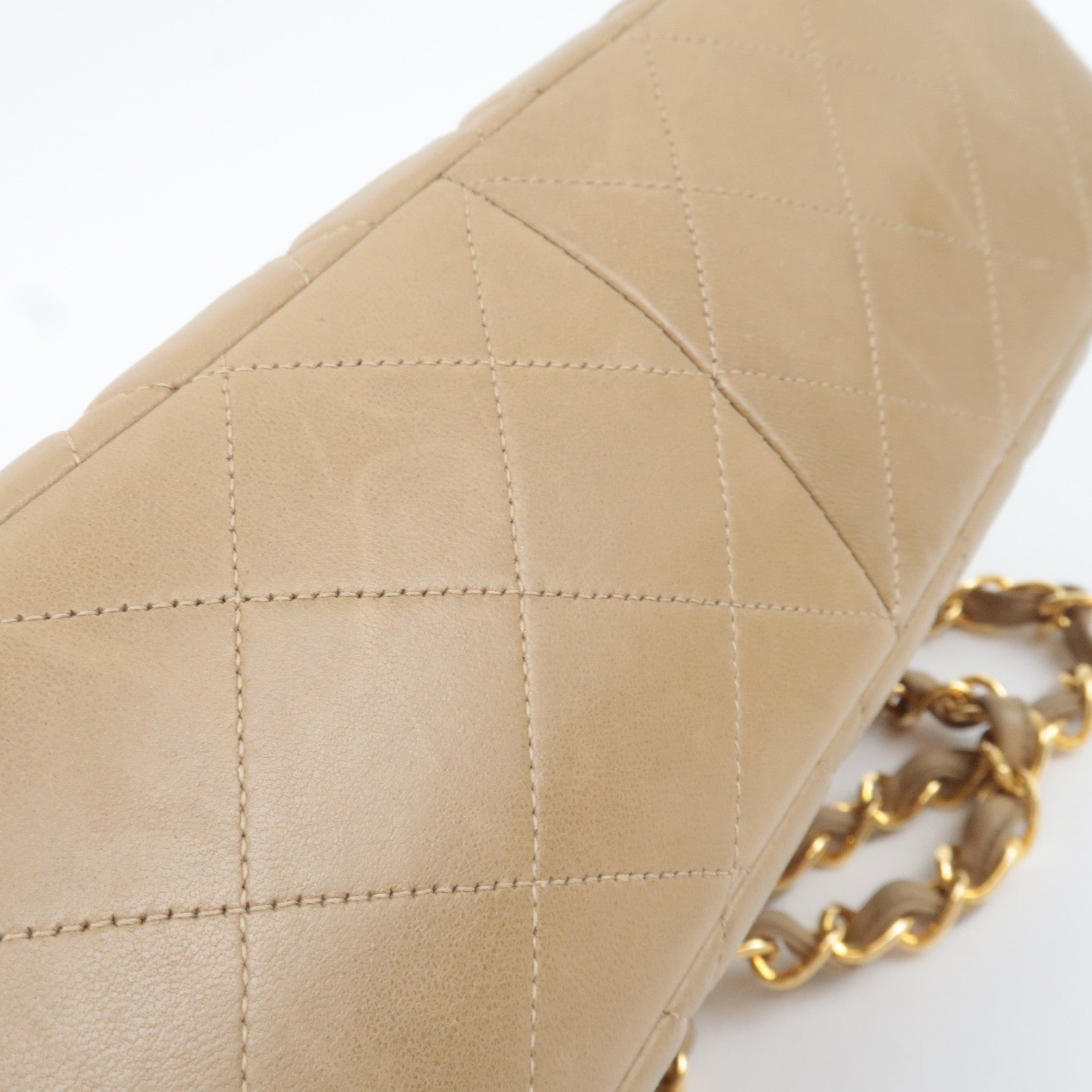 CHANEL Jumbo Matelasse 30 Lambskin Chain Shoulder Bag Beige