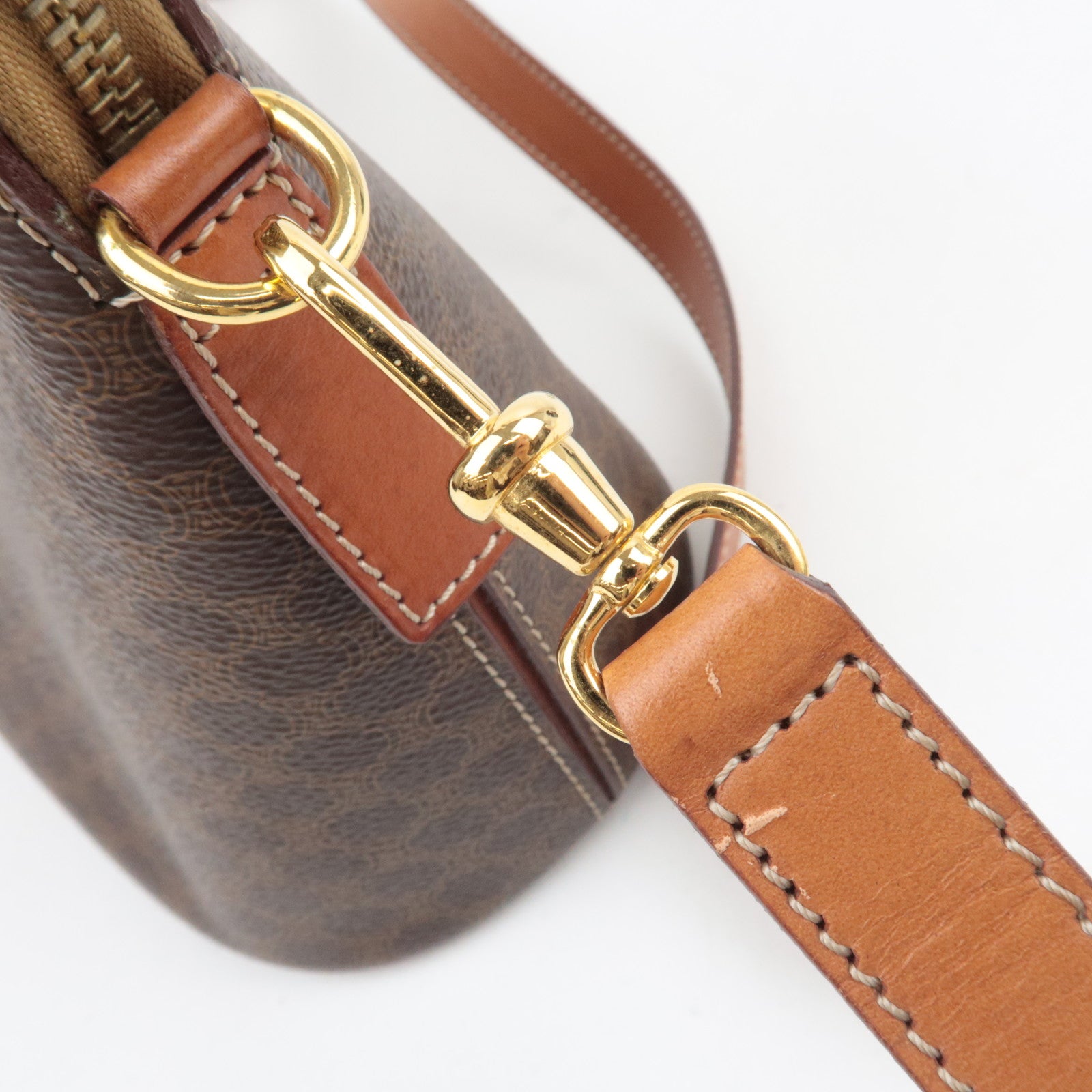 CELINE Macadam PVC Leather 2Way Handbag Brown