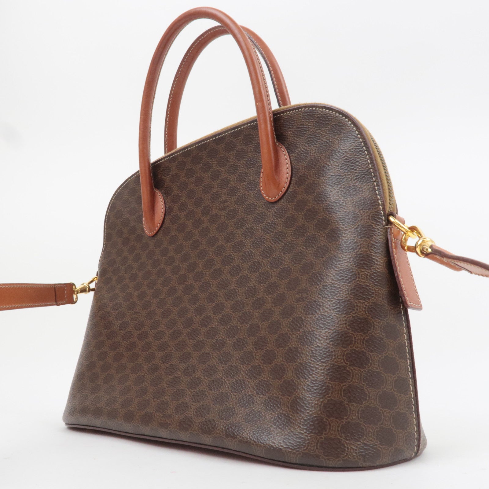 CELINE Macadam PVC Leather 2Way Handbag Brown