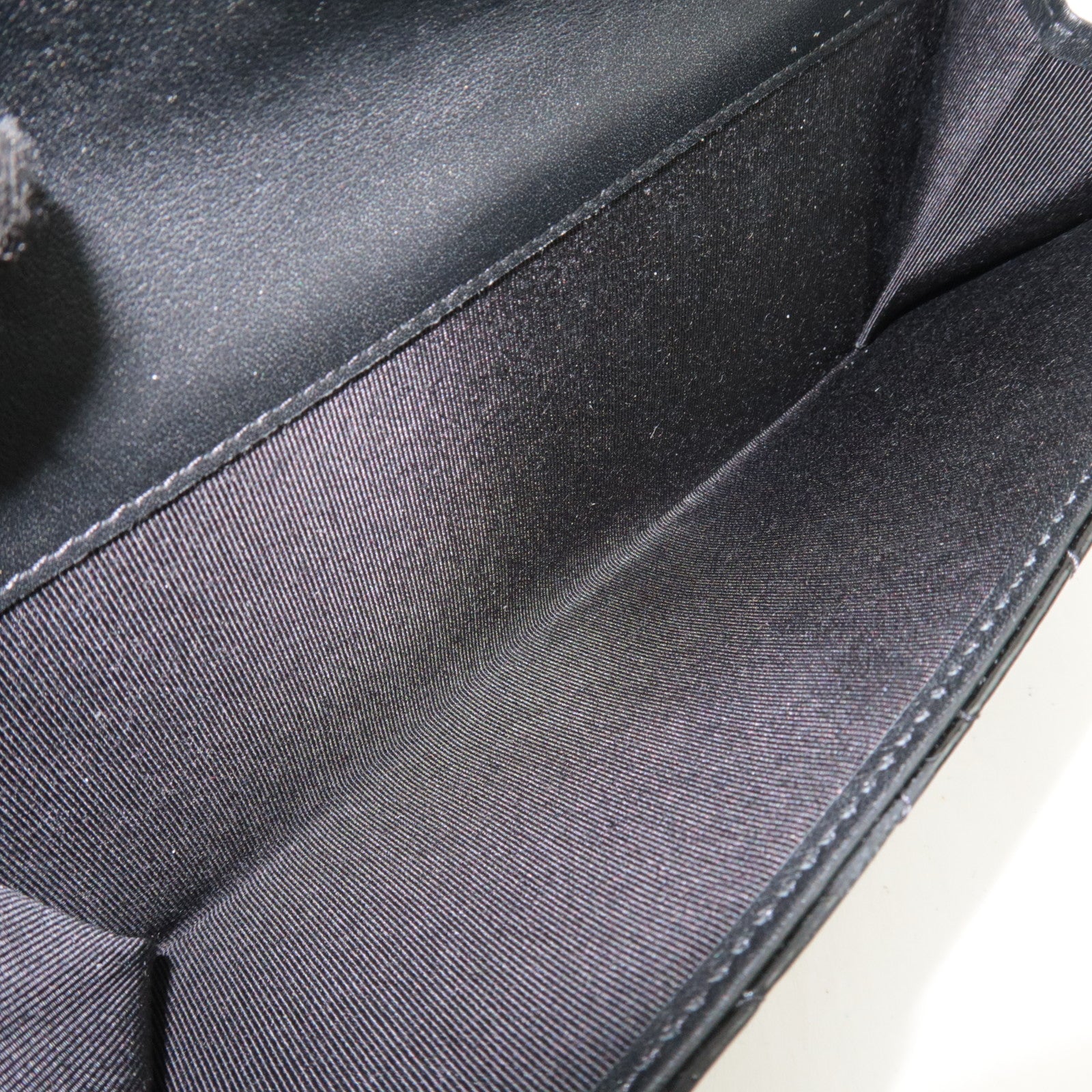 CHANEL Matelasse Patent Long Wallet Black Silver HDW