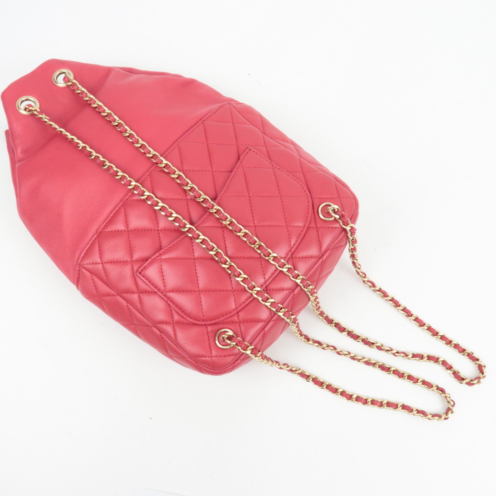 CHANEL Matelasse Lambskin Chain Backpack Pink