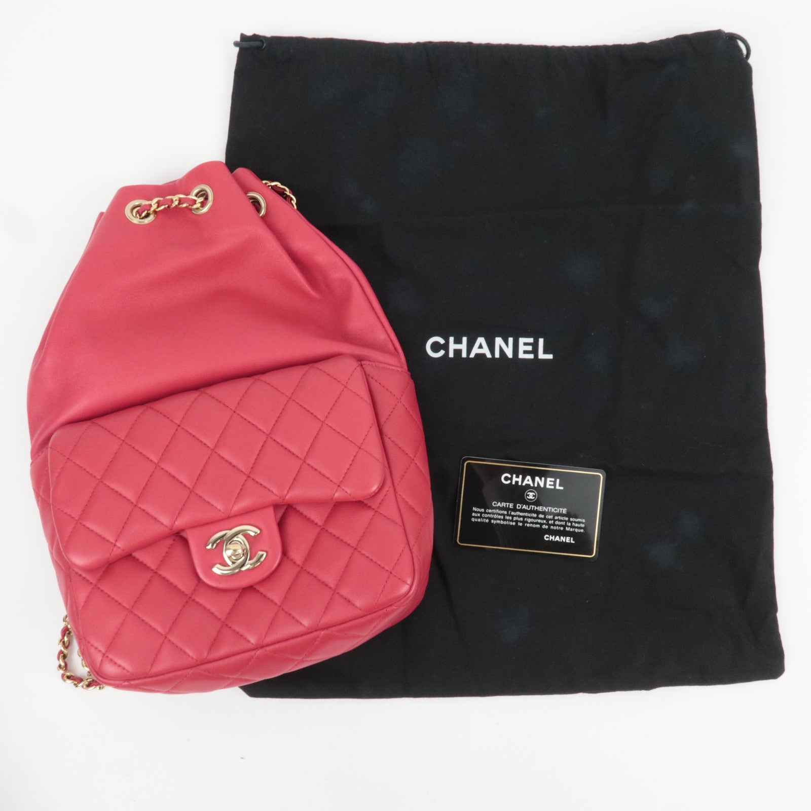 CHANEL Matelasse Lambskin Chain Backpack Pink