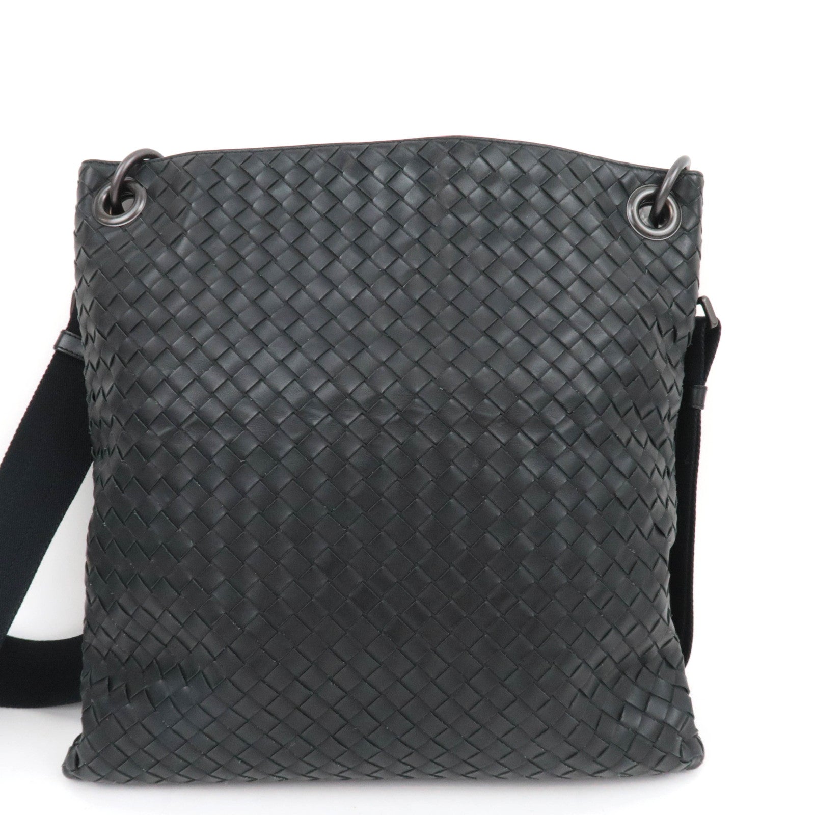 BOTTEGA VENETA Intrecciato Leather Shoulder Bag Black 161623