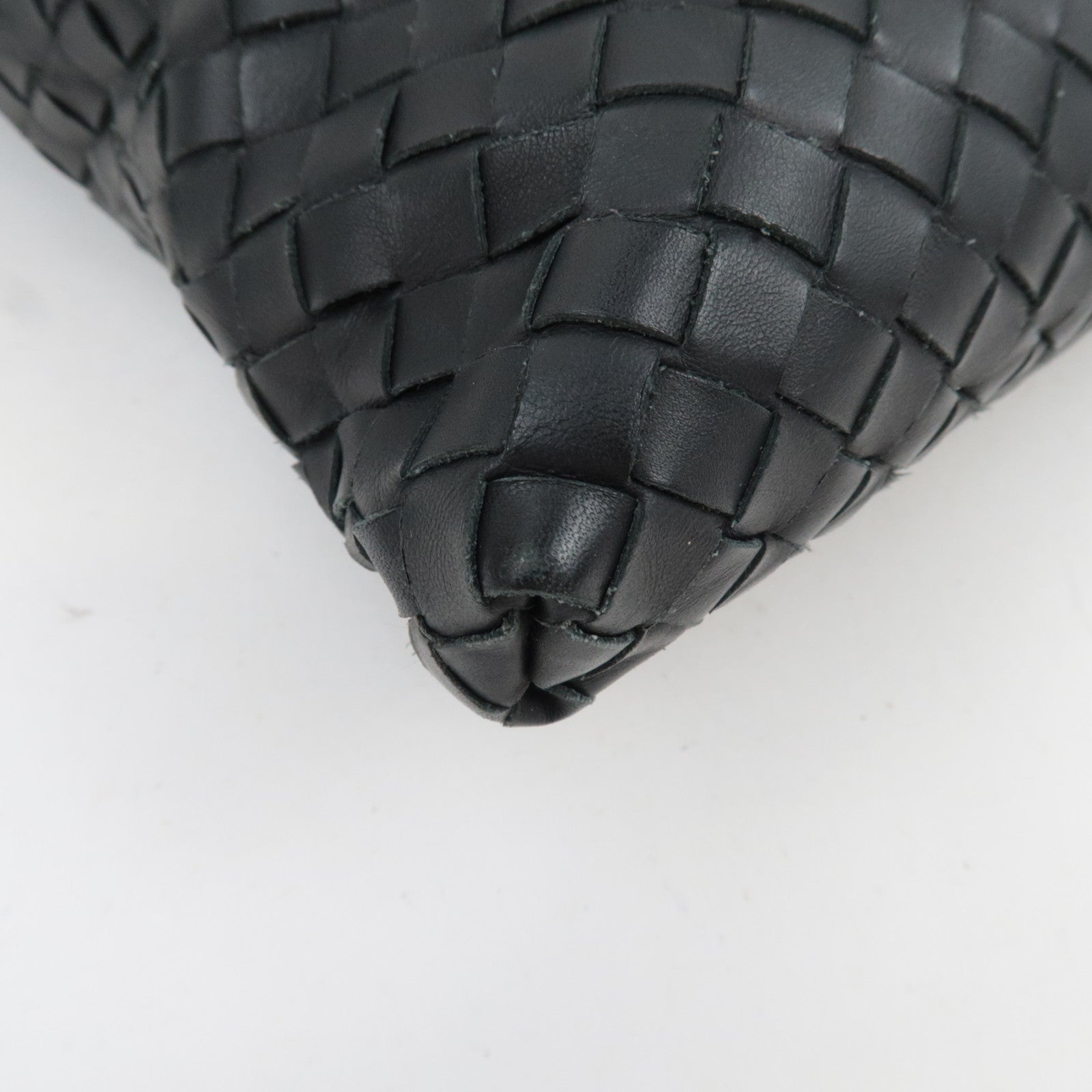 BOTTEGA VENETA Intrecciato Leather Shoulder Bag Black 161623