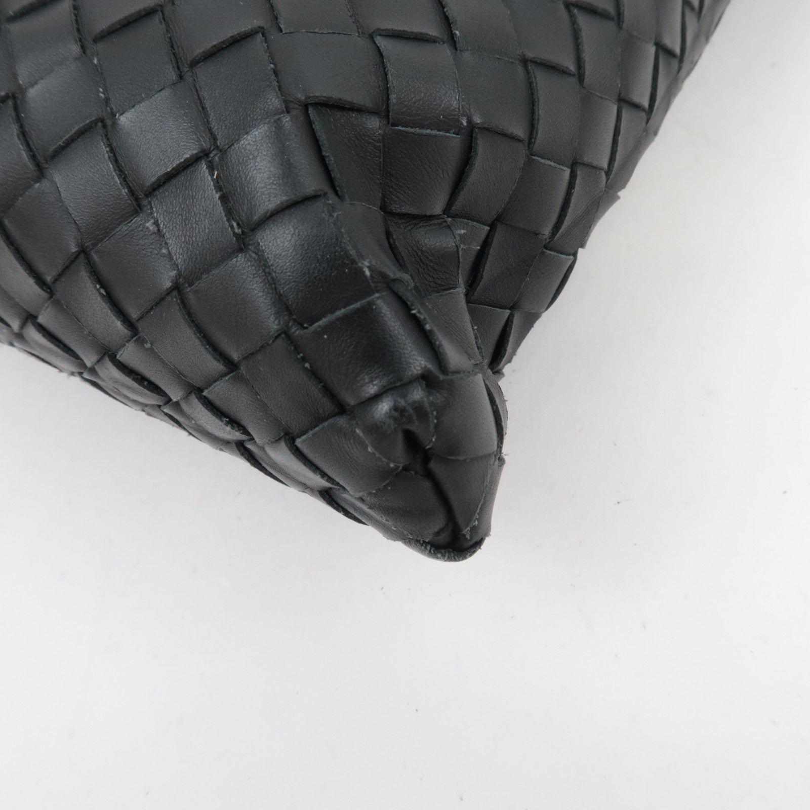 BOTTEGA VENETA Intrecciato Leather Shoulder Bag Black 161623