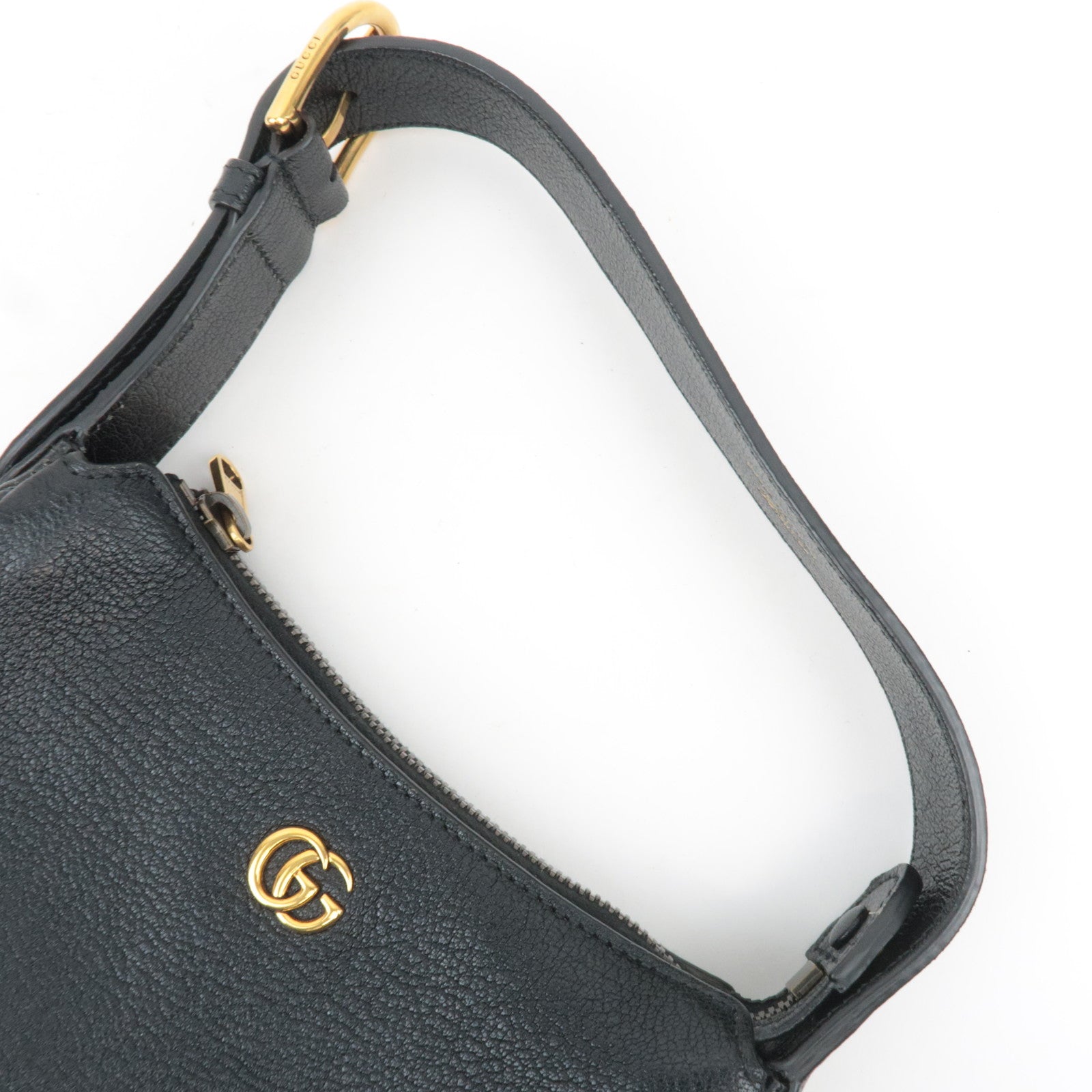 GUCCI GG Marmont Aphrodite Leather Mini Shoulder Bag Black 739076