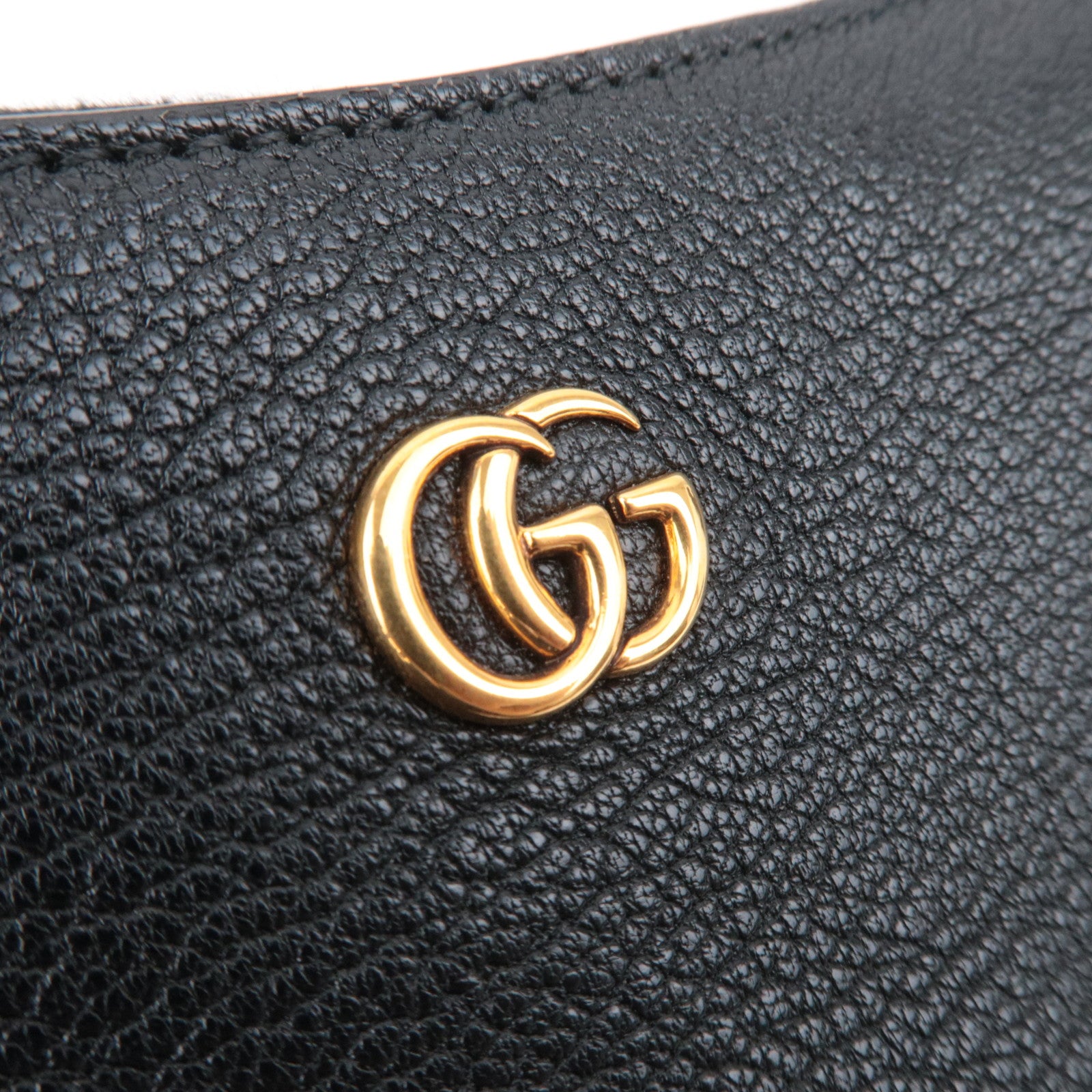 GUCCI GG Marmont Aphrodite Leather Mini Shoulder Bag Black 739076