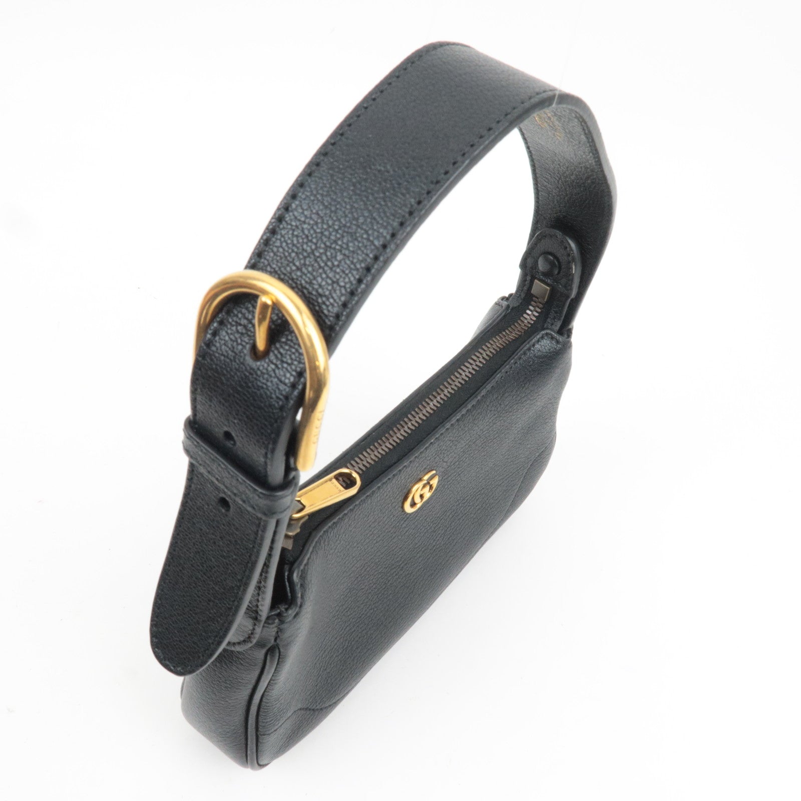 GUCCI GG Marmont Aphrodite Leather Mini Shoulder Bag Black 739076