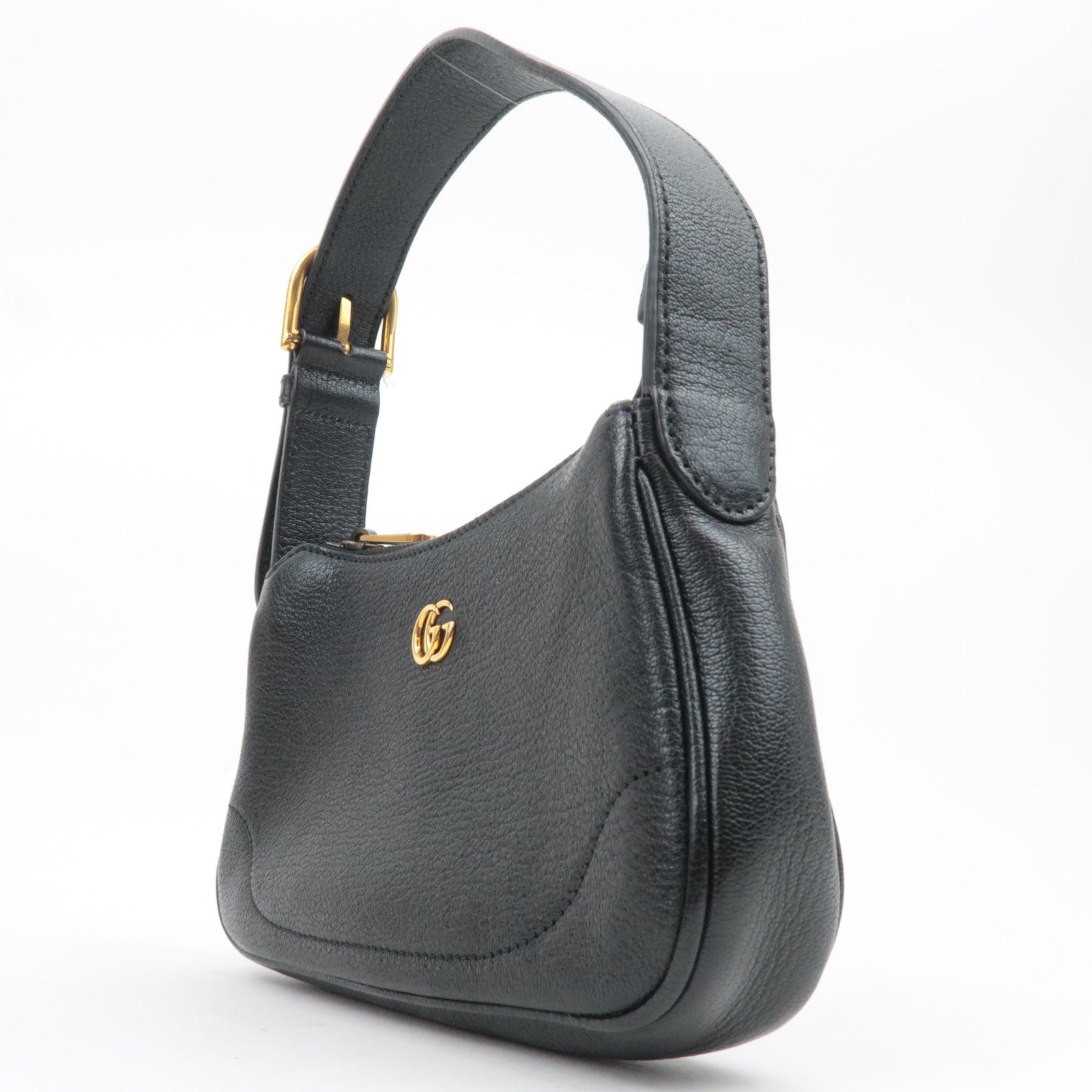 GUCCI GG Marmont Aphrodite Leather Mini Shoulder Bag Black 739076