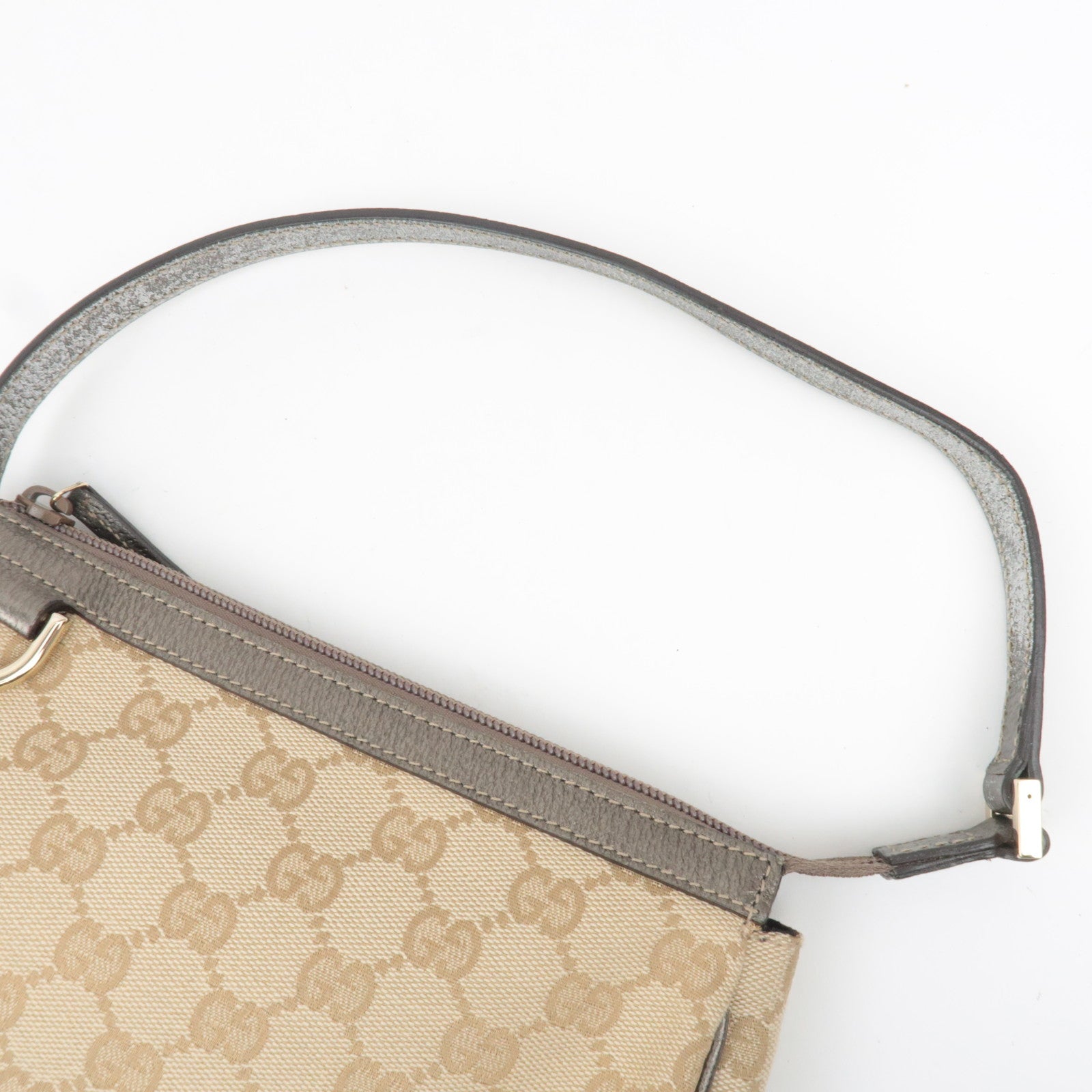 GUCCI Abby GG Canvas Small Shoulder Bag Beige Silver 145750