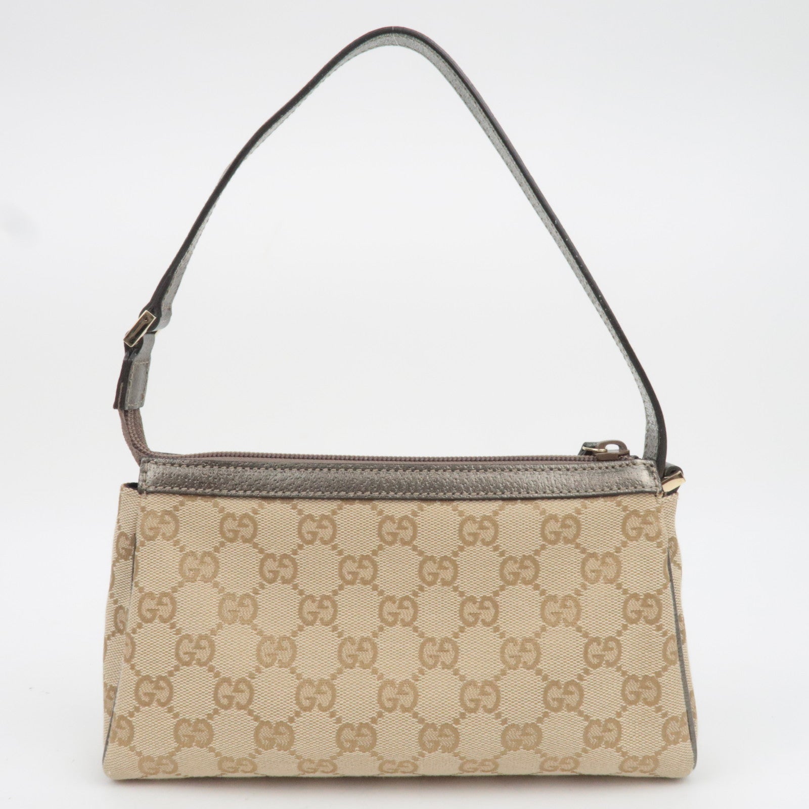 GUCCI Abby GG Canvas Small Shoulder Bag Beige Silver 145750