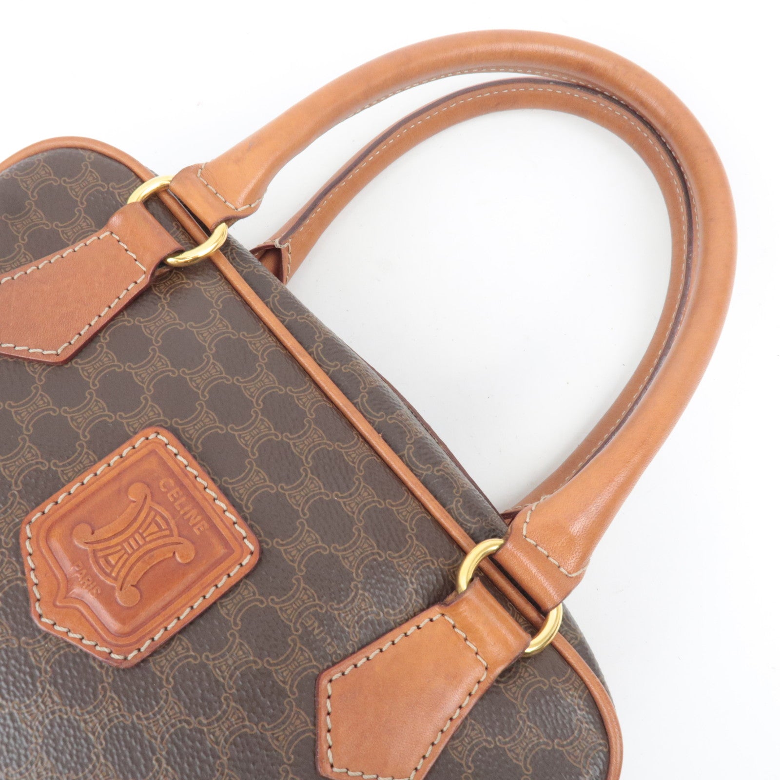 CELINE Macadam PVC Leather Handbag Brown