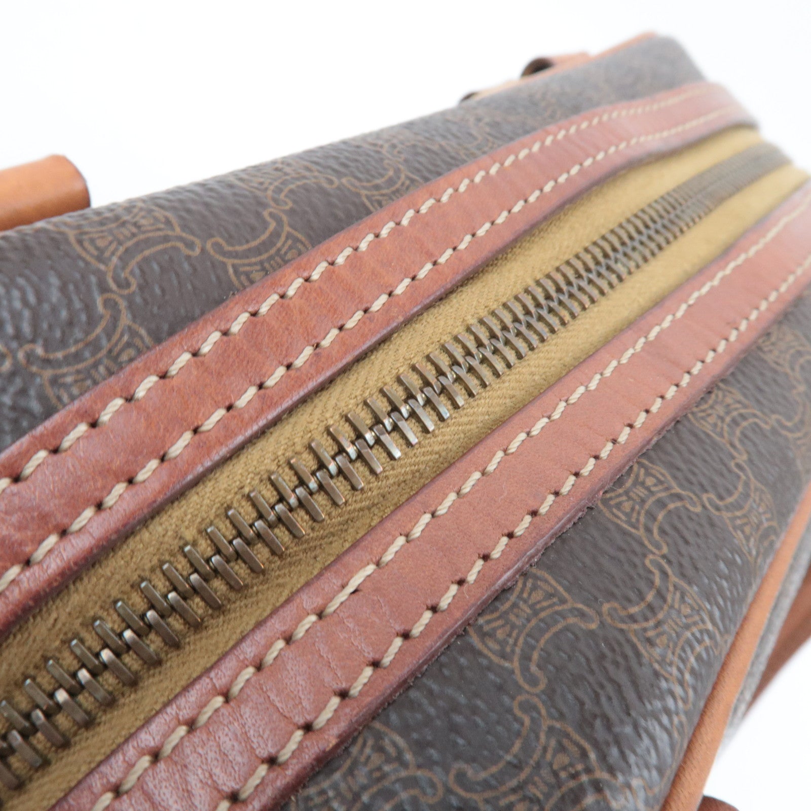 CELINE Macadam PVC Leather Handbag Brown