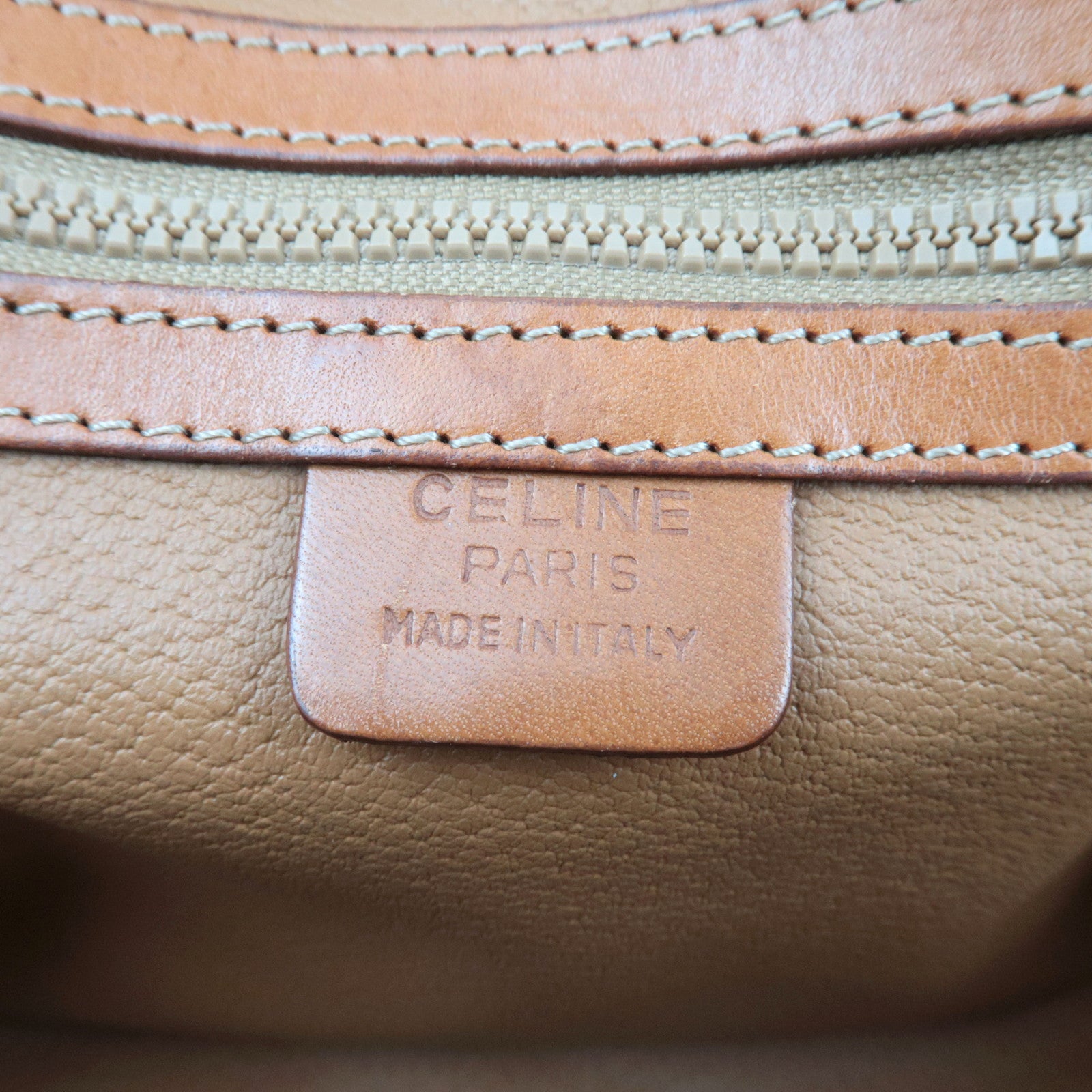 CELINE Macadam PVC Leather Handbag Brown