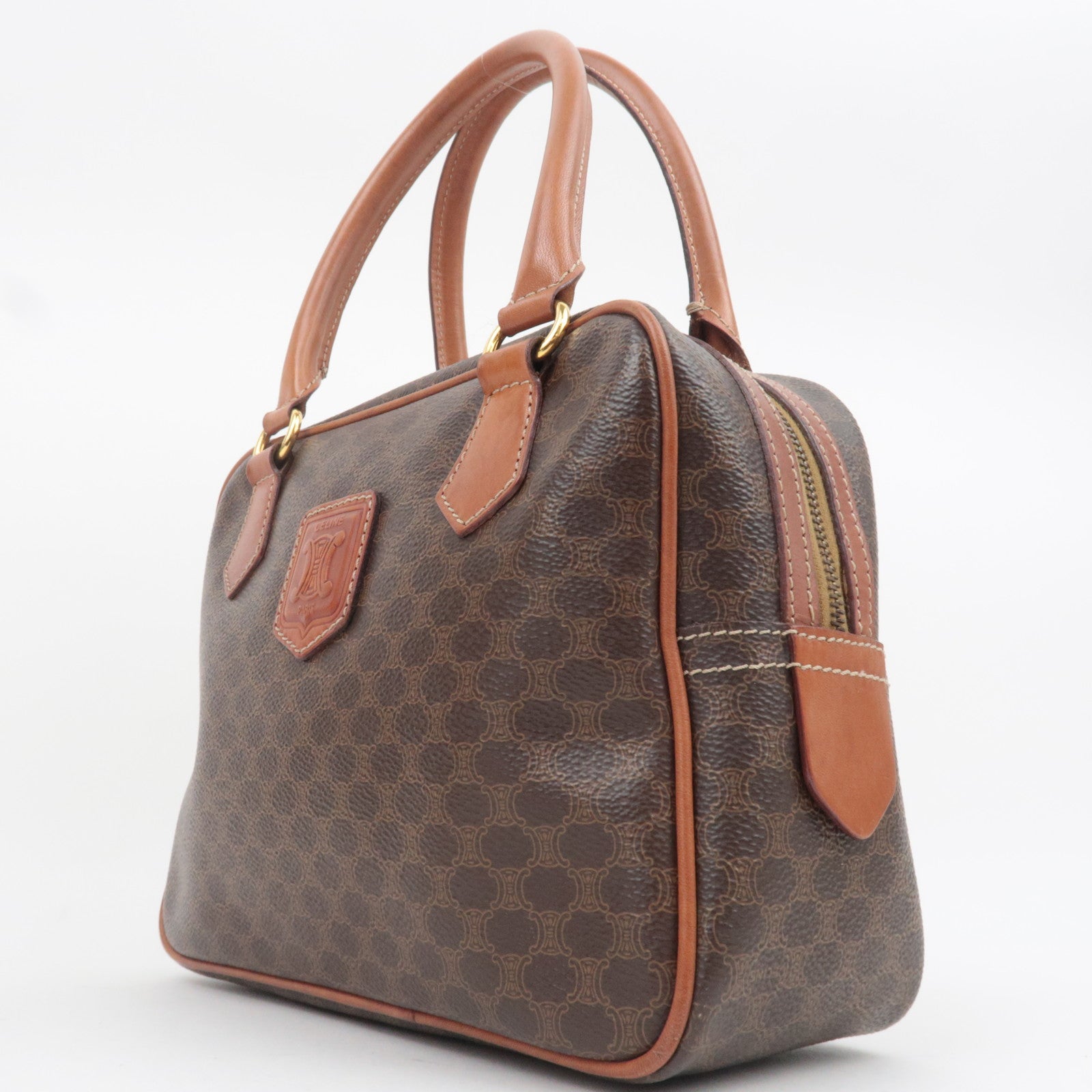 CELINE Macadam PVC Leather Handbag Brown