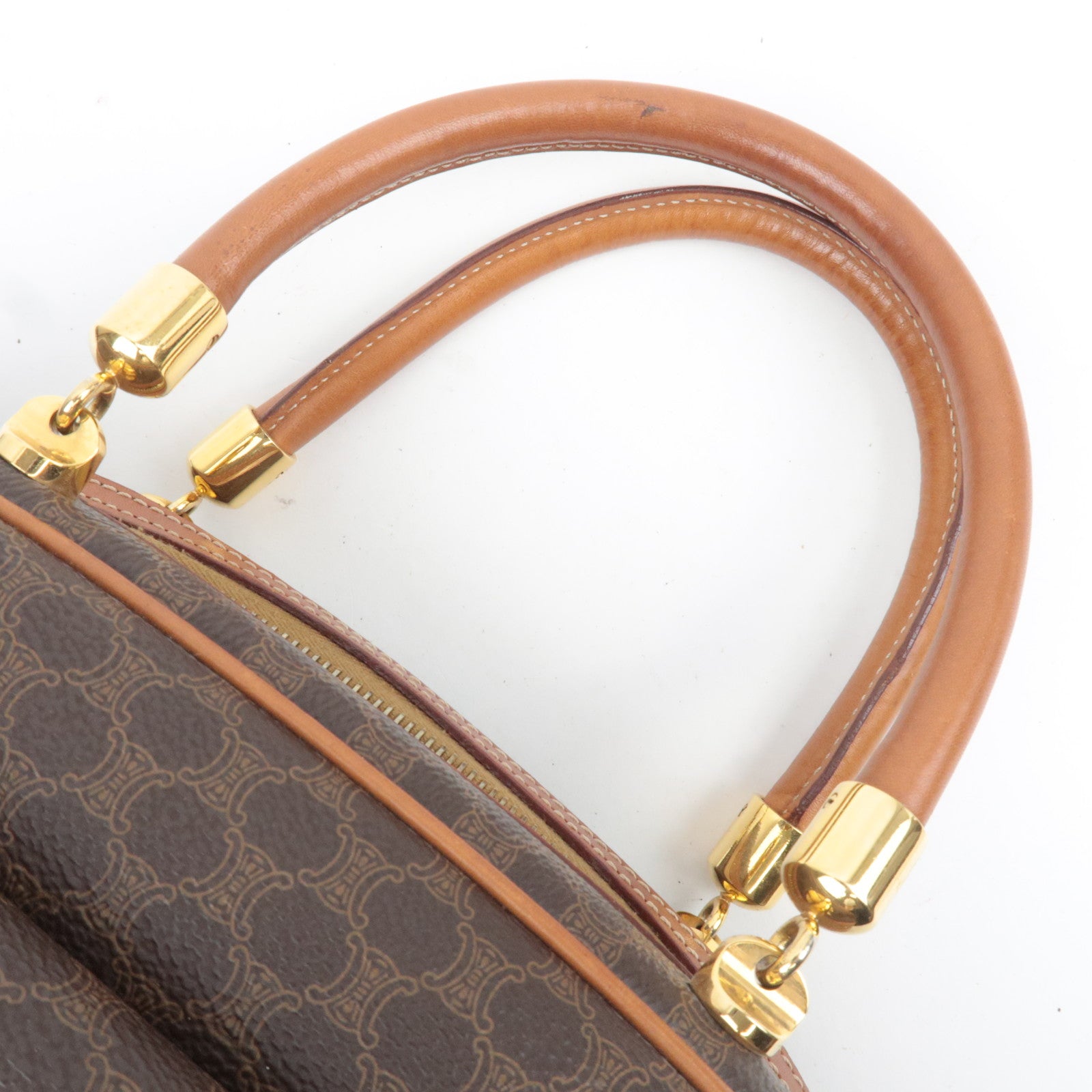 CELINE Macadam PVC Leather Handbag Brown