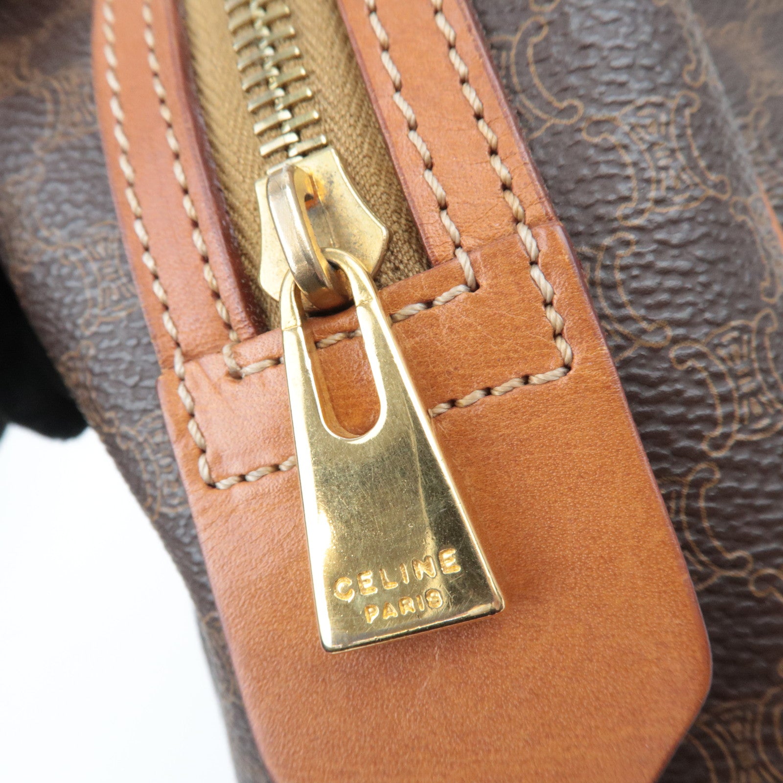 CELINE Macadam PVC Leather Handbag Brown