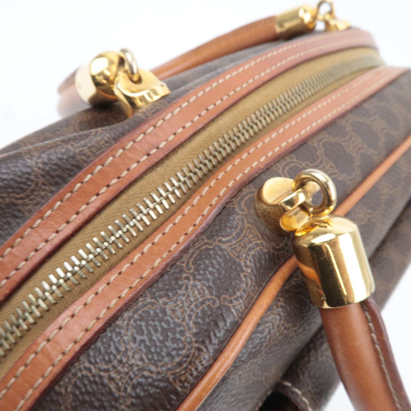 CELINE Macadam PVC Leather Handbag Brown