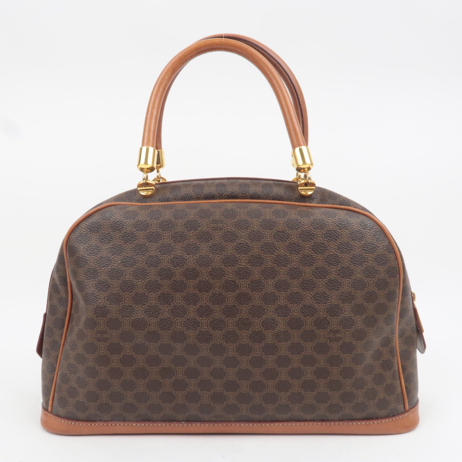 CELINE Macadam PVC Leather Handbag Brown