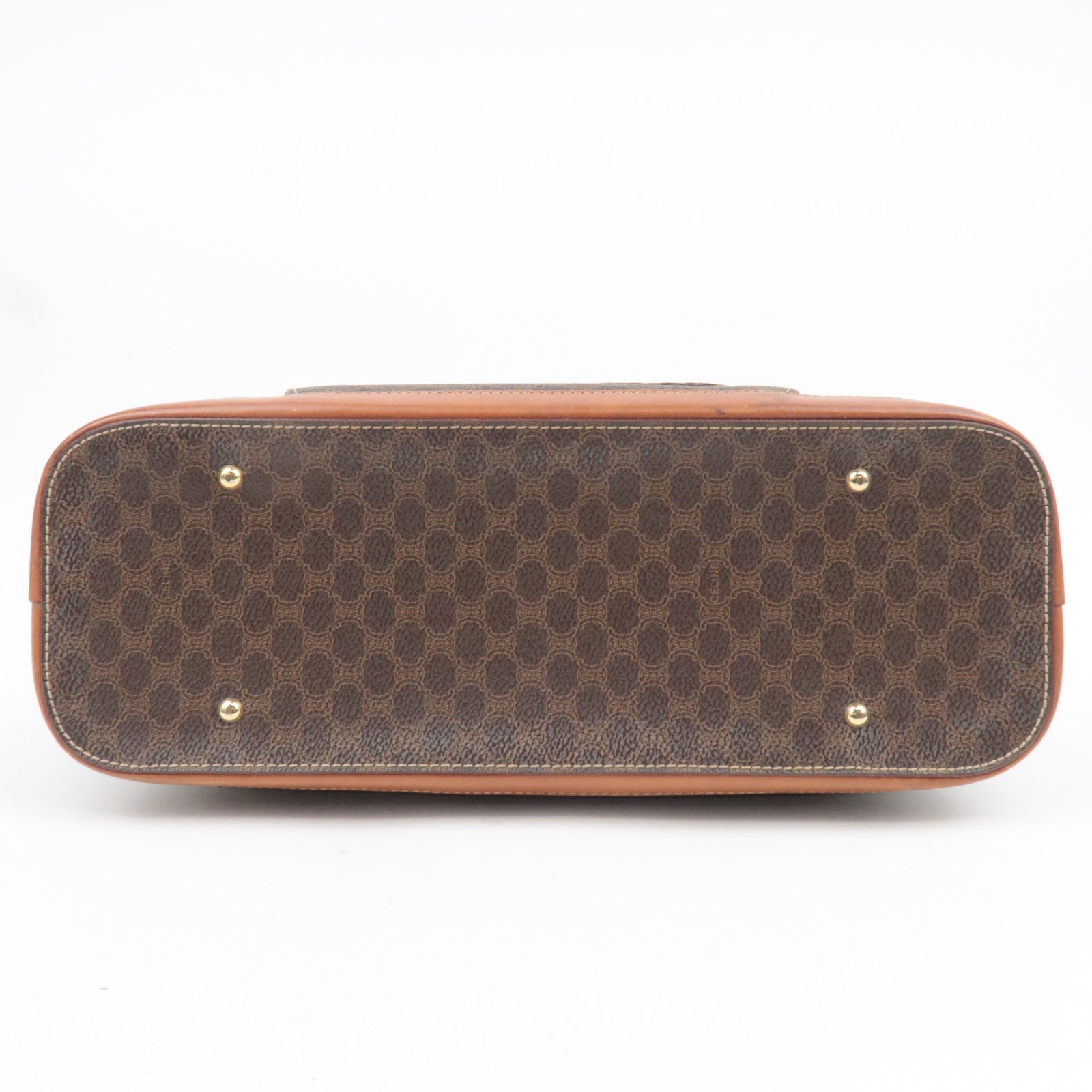 CELINE Macadam PVC Leather Handbag Brown