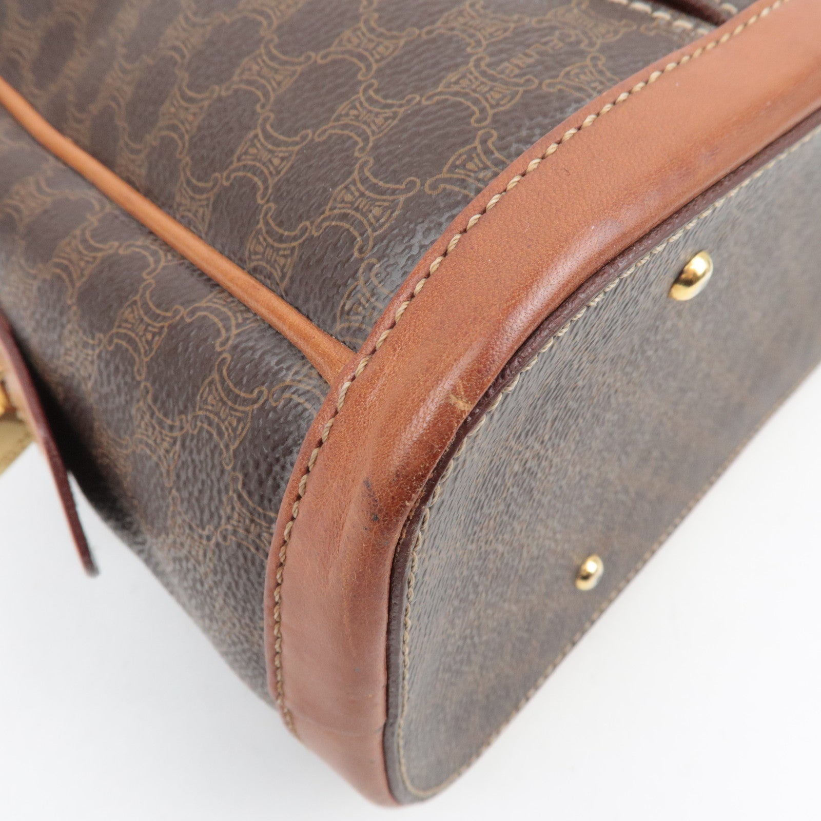 CELINE Macadam PVC Leather Handbag Brown