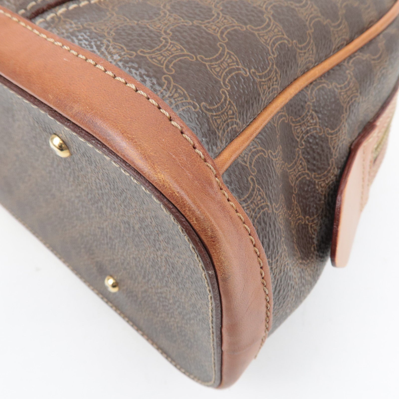 CELINE Macadam PVC Leather Handbag Brown