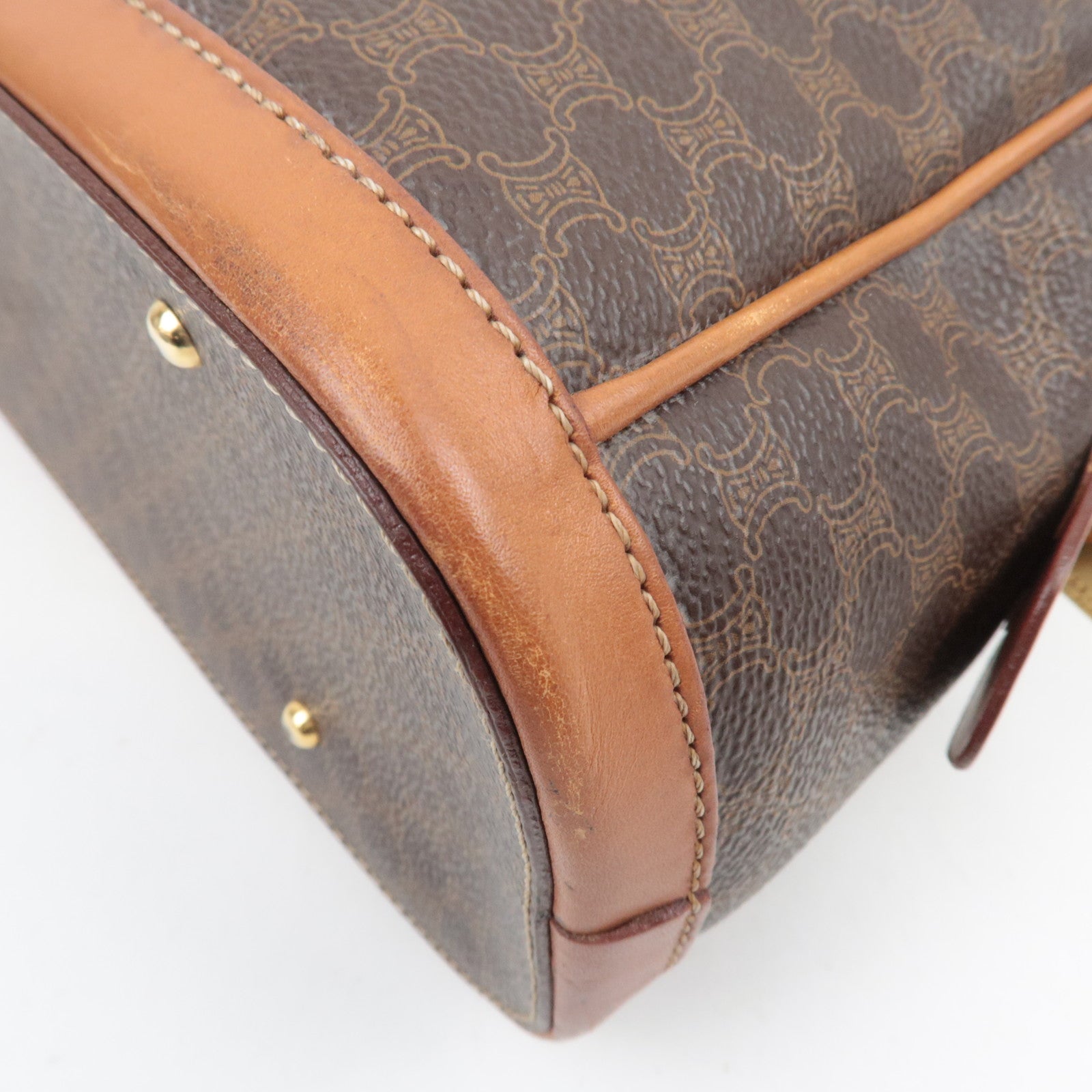 CELINE Macadam PVC Leather Handbag Brown