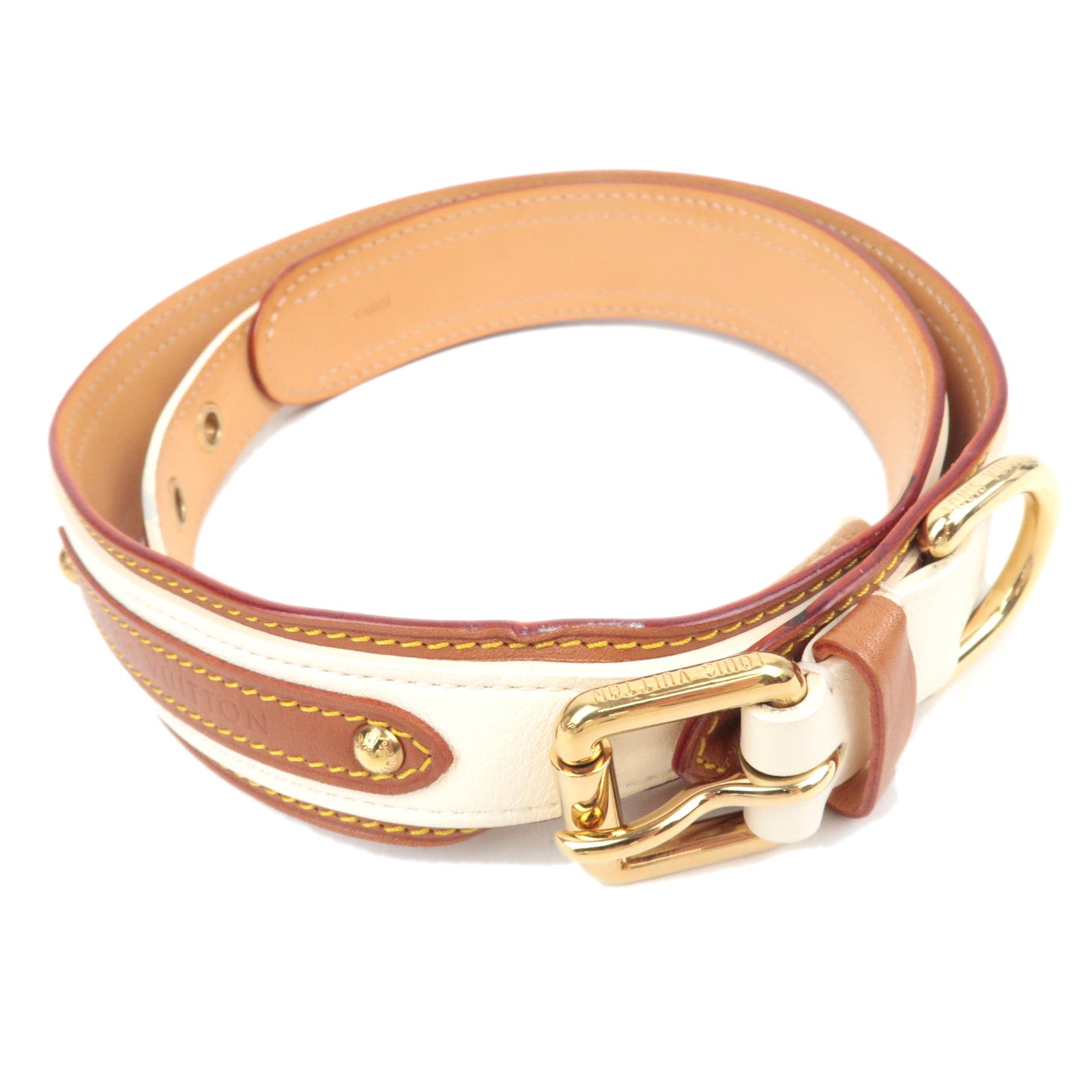 Louis Vuitton Echarpe Leather Belt 85/34 Ivory Brown CA102787963