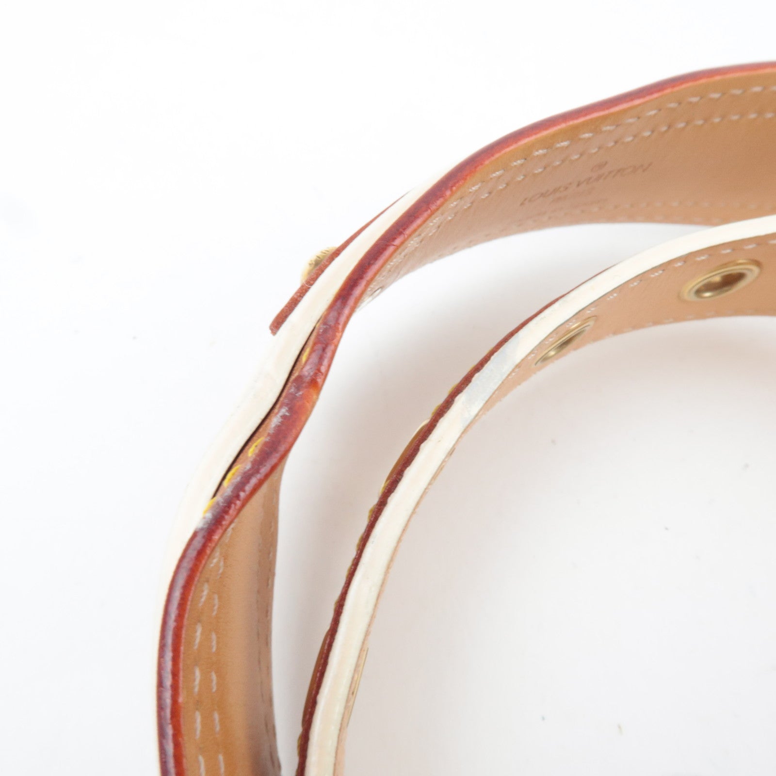 Louis Vuitton Echarpe Leather Belt 85/34 Ivory Brown CA1027