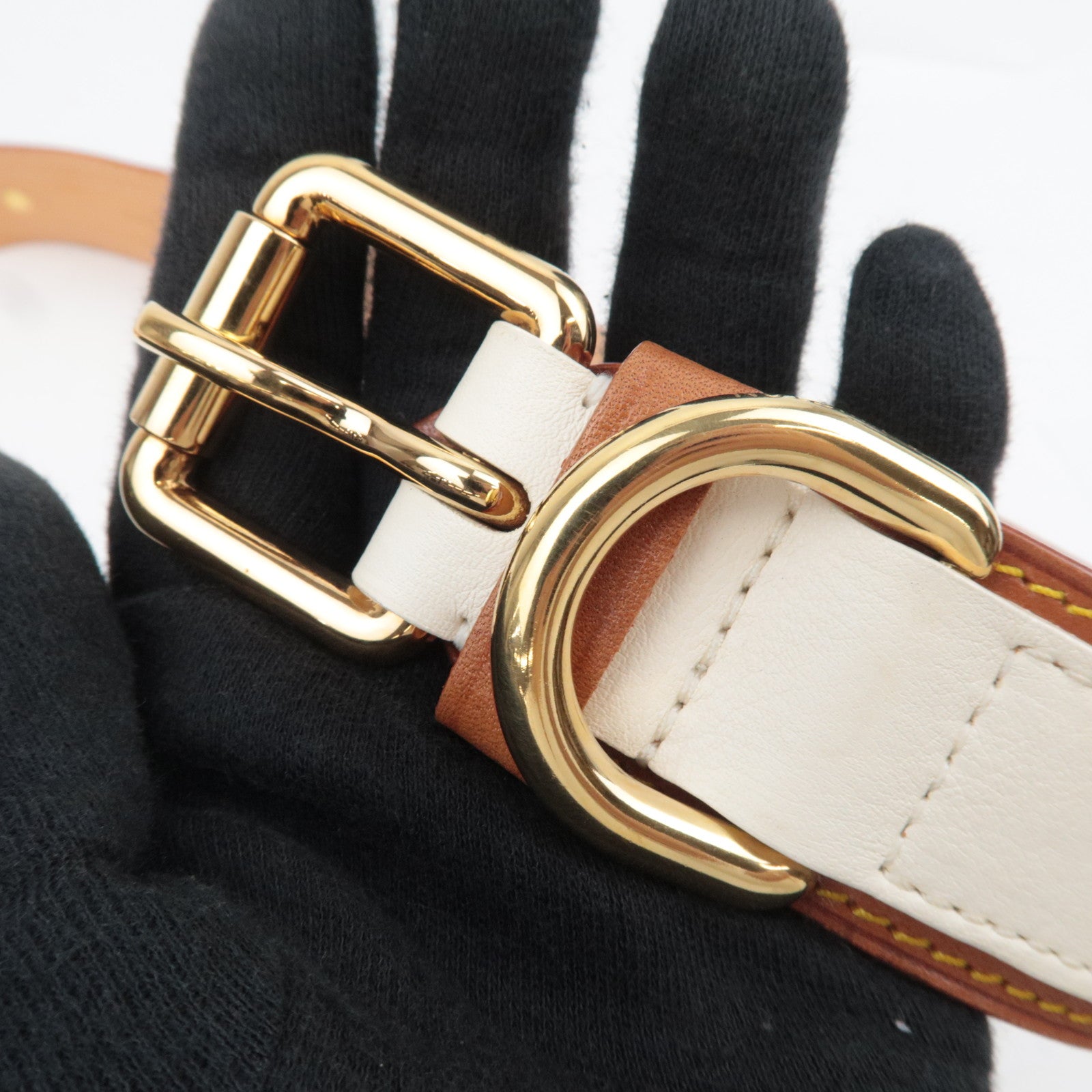 Louis Vuitton Echarpe Leather Belt 85/34 Ivory Brown CA1027