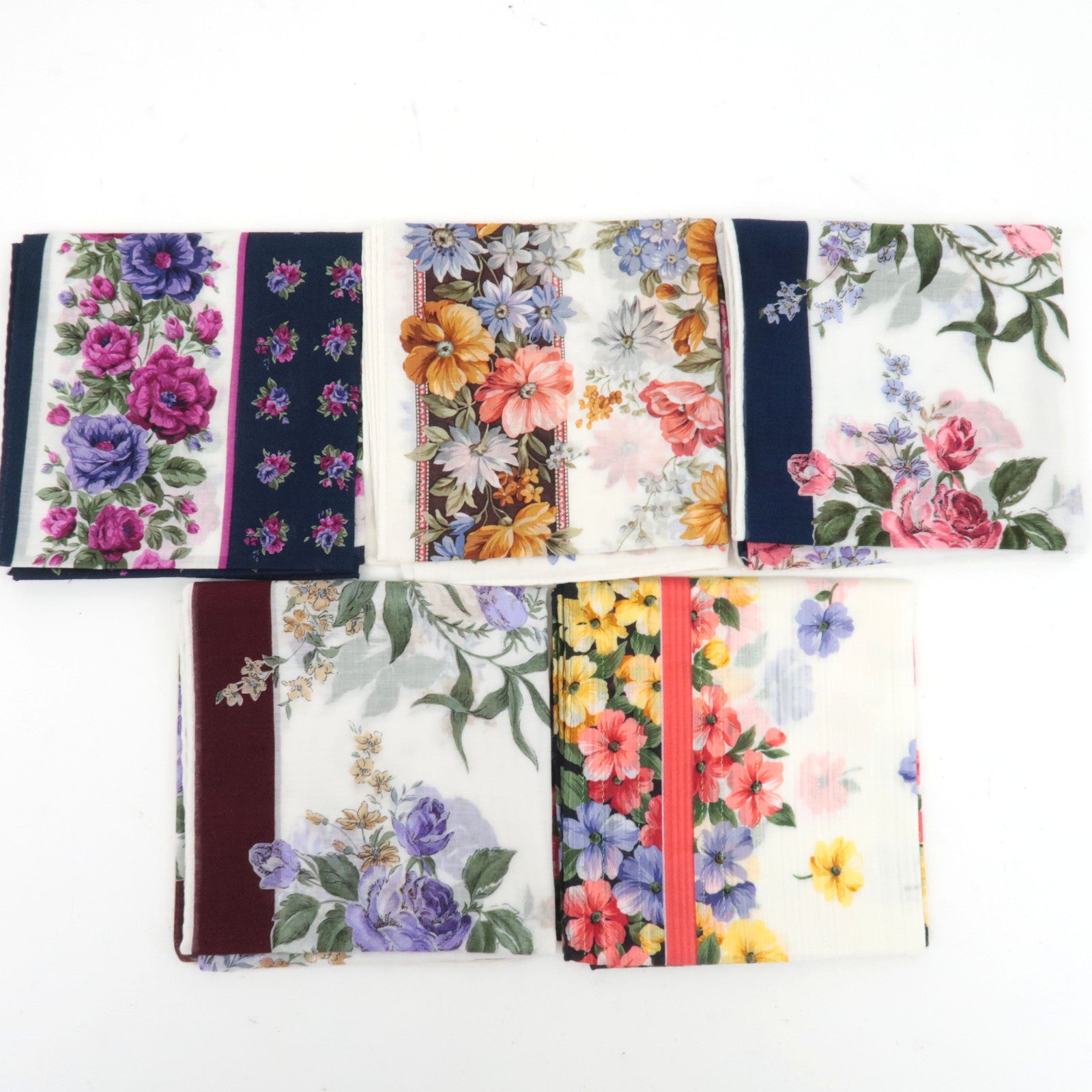 Yves Saint Laurent Set of 5 Handkerchiefs 100% Cotton