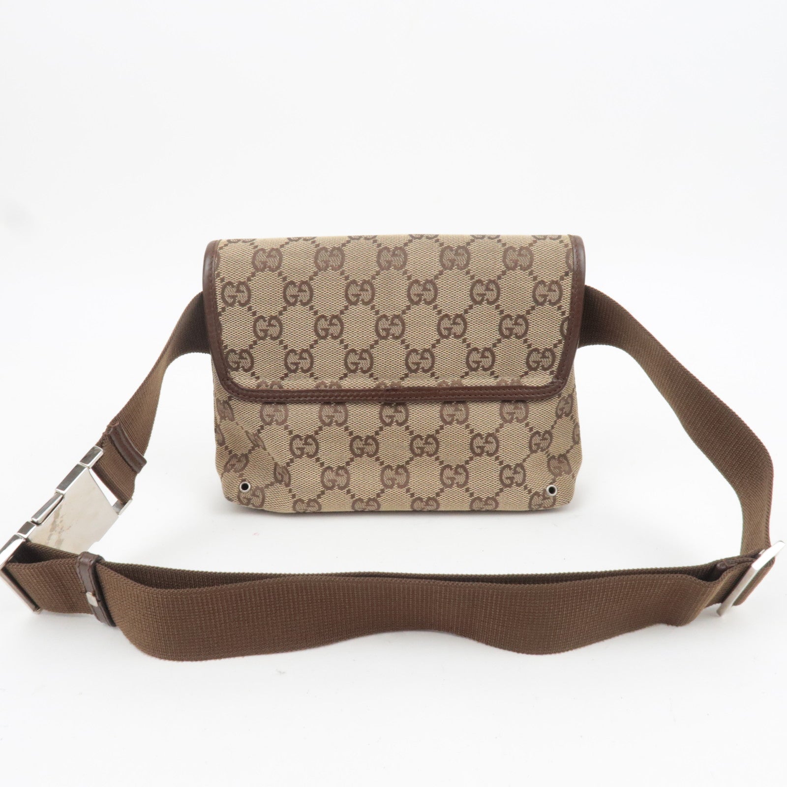 GUCCI GG Canvas Waist Bag Body Bag Beige Brown 92543