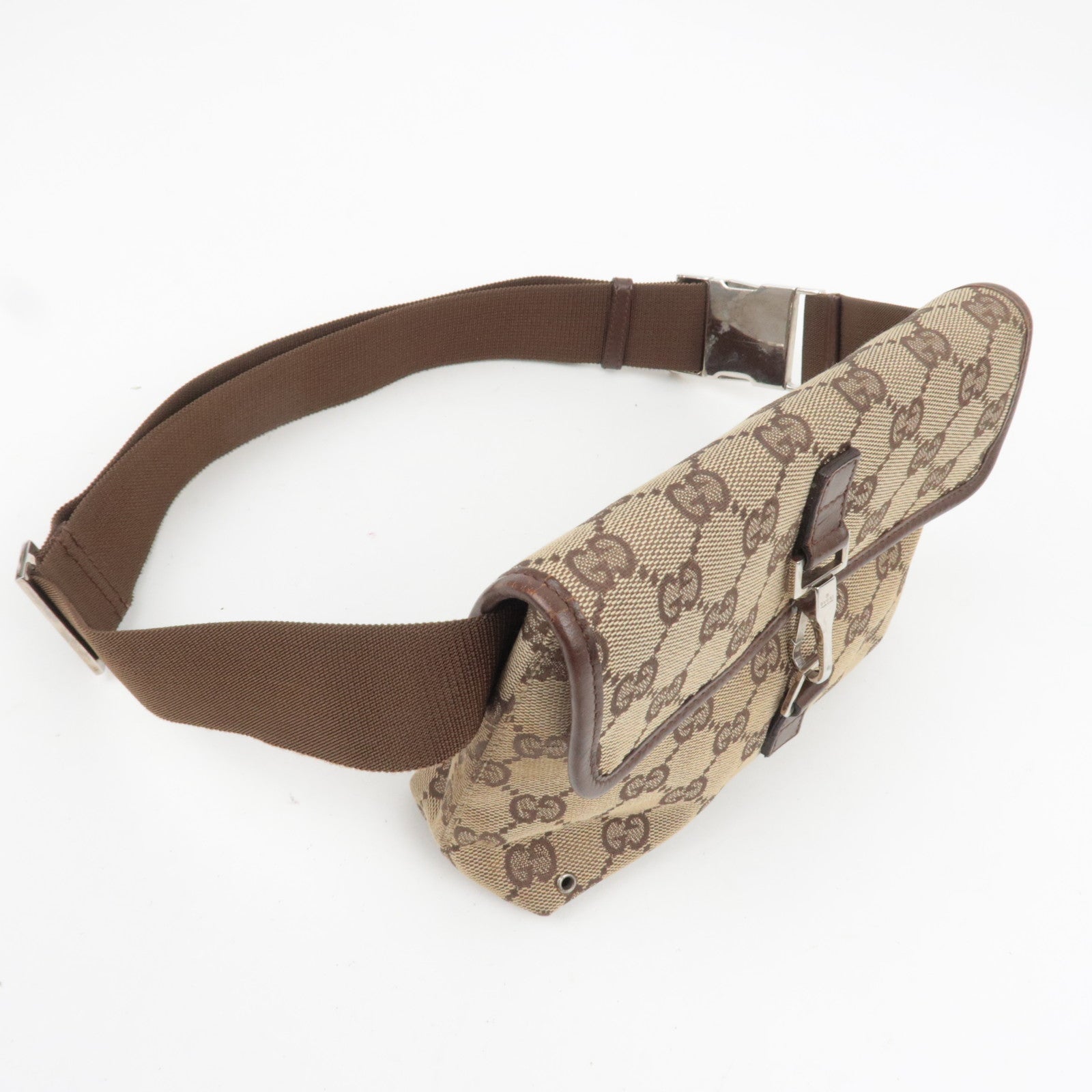 GUCCI GG Canvas Waist Bag Body Bag Beige Brown 92543