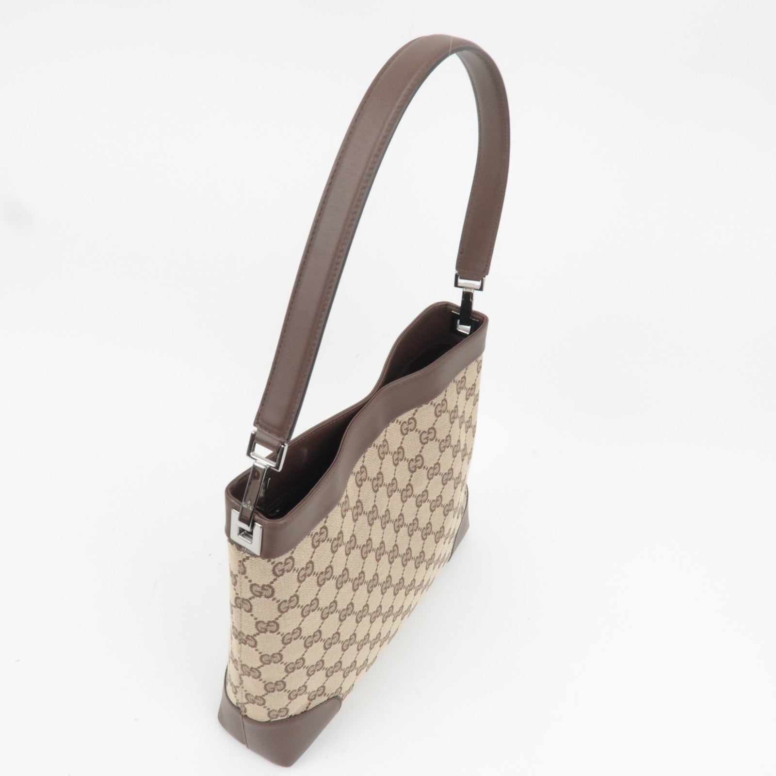 GUCCI GG Canvas Shoulder Bag Beige Brown 33900