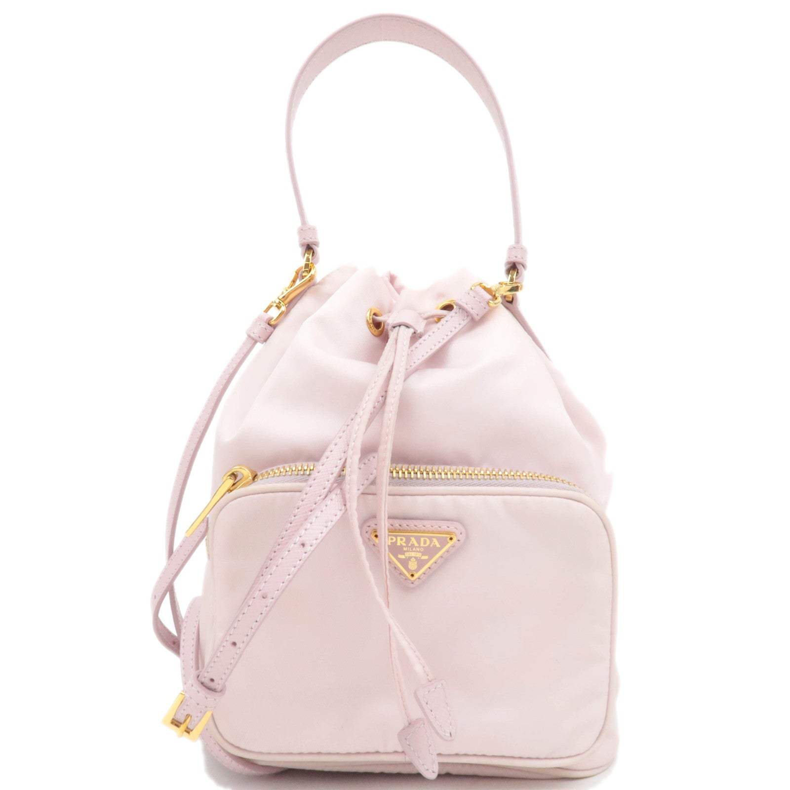 PRADA Bucket 2Way Nylon Shoulder Bag Pale Pink88011