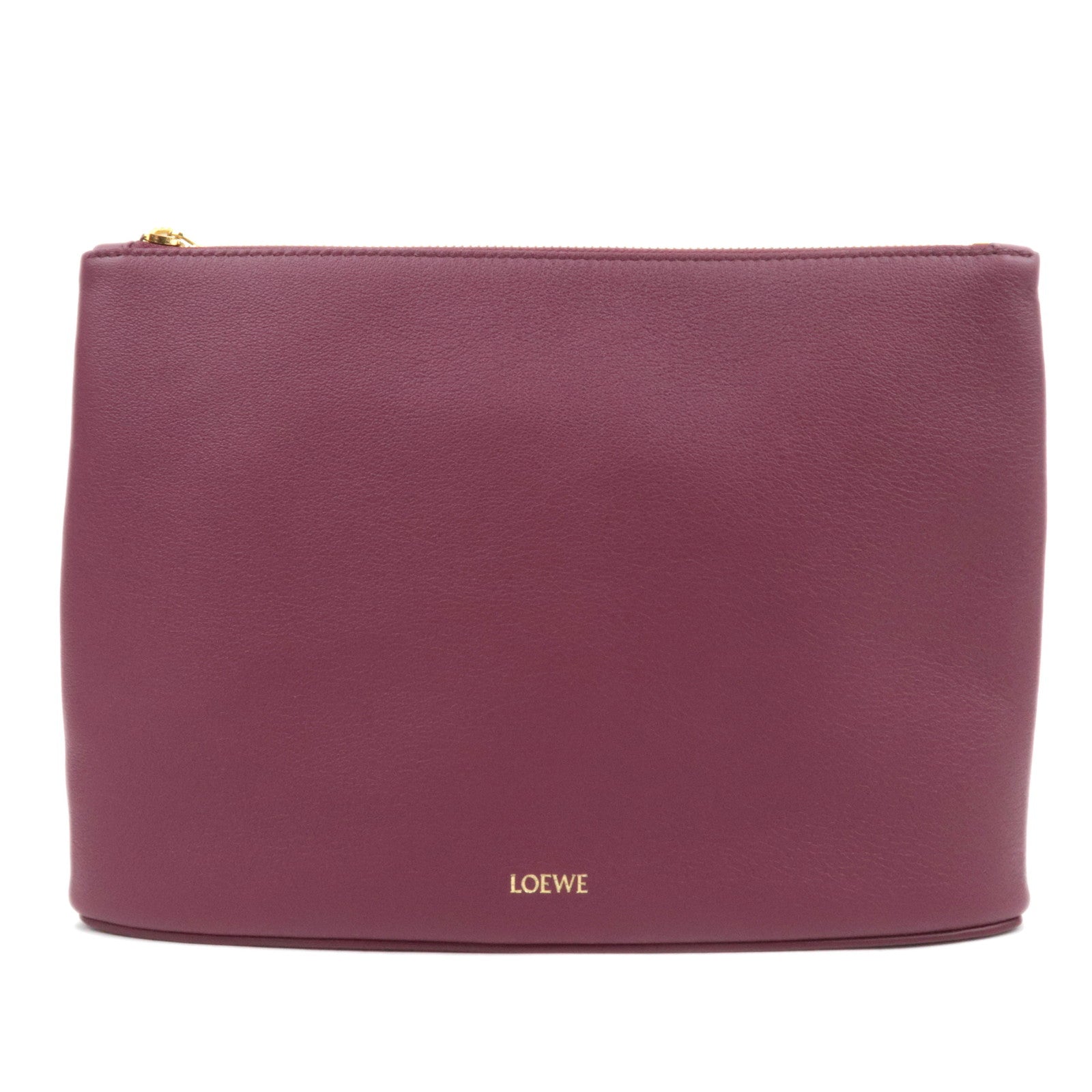 LOEWE Oblong Leather Clutch Bag Bordeaux